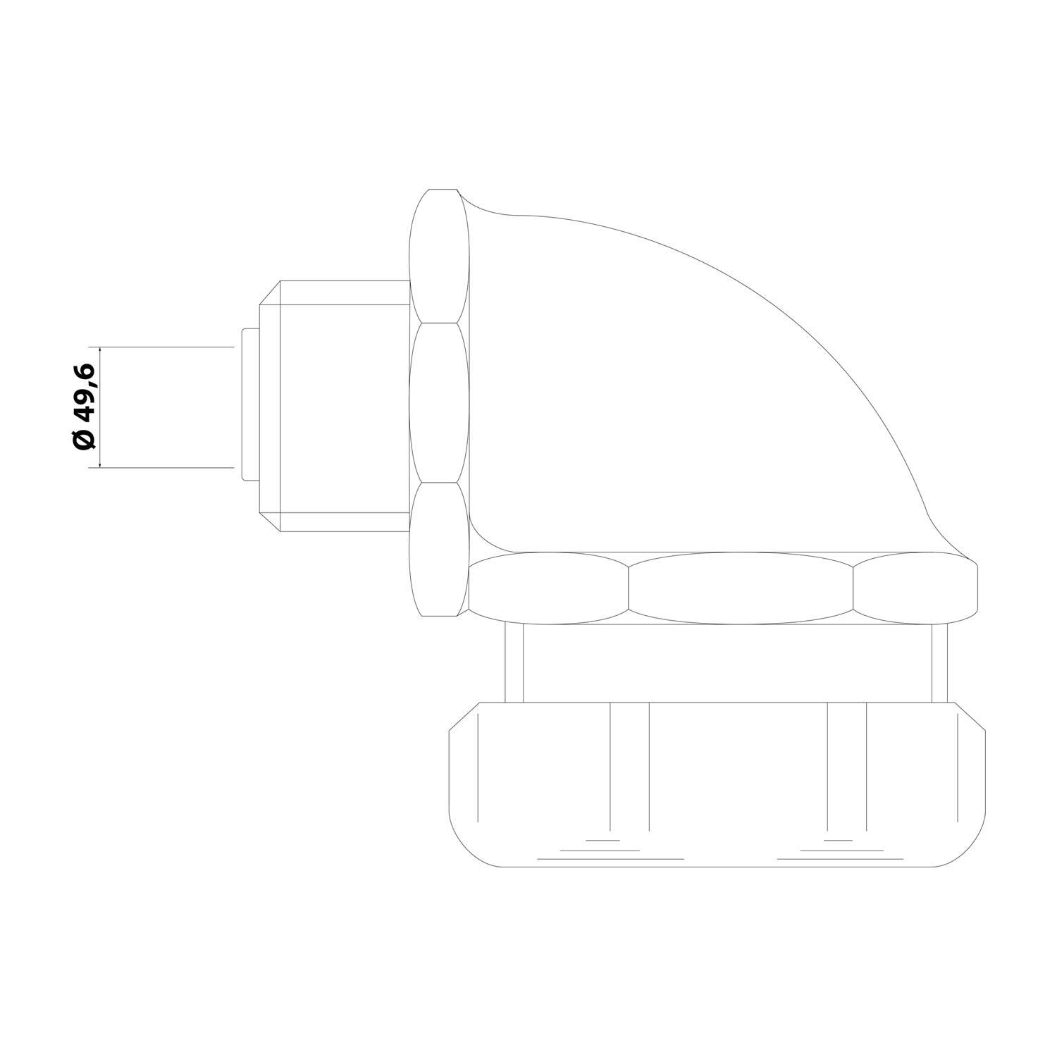FLEXA FMVW90 Metallverschraubung 90 Grad Winkel Gewinde PG48 für Schlauch-Außendurchmesser 60,0mm - 2 Zoll für
