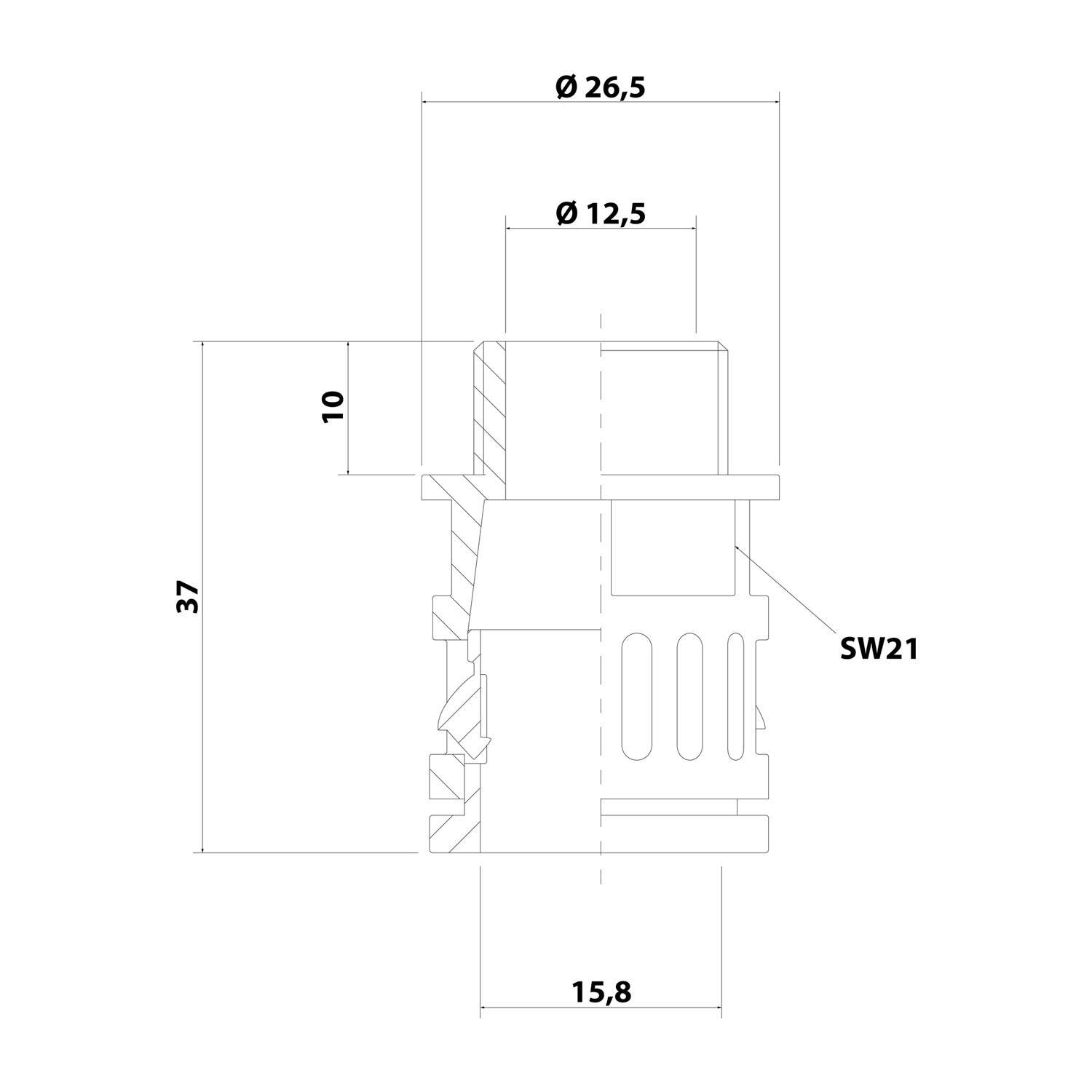 FLEXA FVG 16/15 Schnellverschraubung gerade Gewinde PG16x1,41 für Schlauch-Außendurchmesser 15,8mm konisch dichtend mit