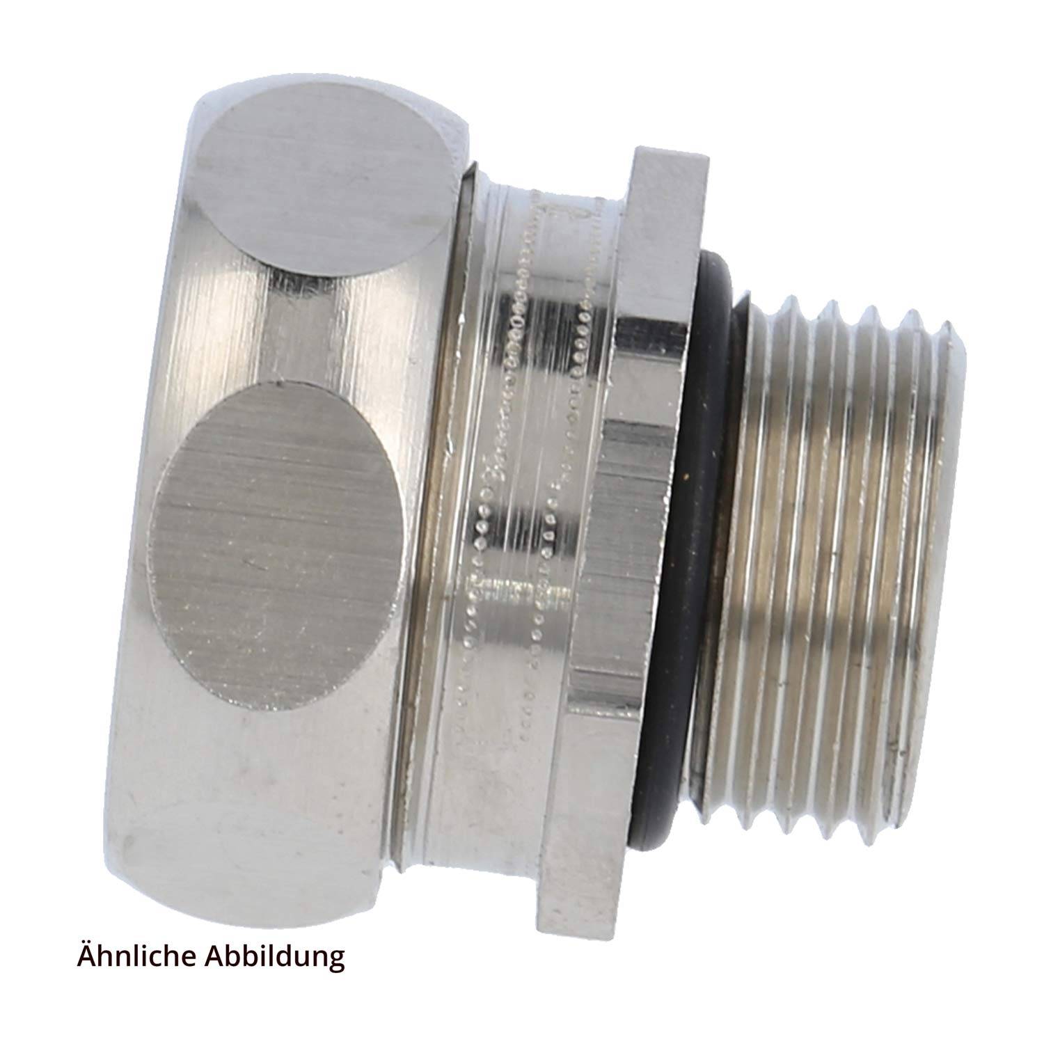 Die Abbildung zeigt eine Metall-Gewinderohrverbindung mit einem O-Ring.