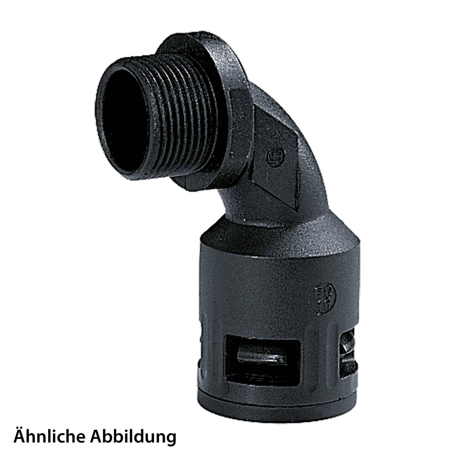 FLEXA RQB90-N Schnellverschraubung 90 Grad Bogen Gewinde 3/4 Zoll für Schlauch-Außendurchmesser 28,5mm hochdichtend mit