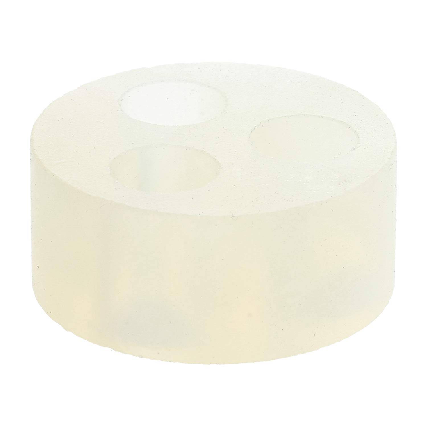 Durchsichtiger Gummistopfen mit drei Bohrungen zum sicheren Verschließen von Laborglaswaren.