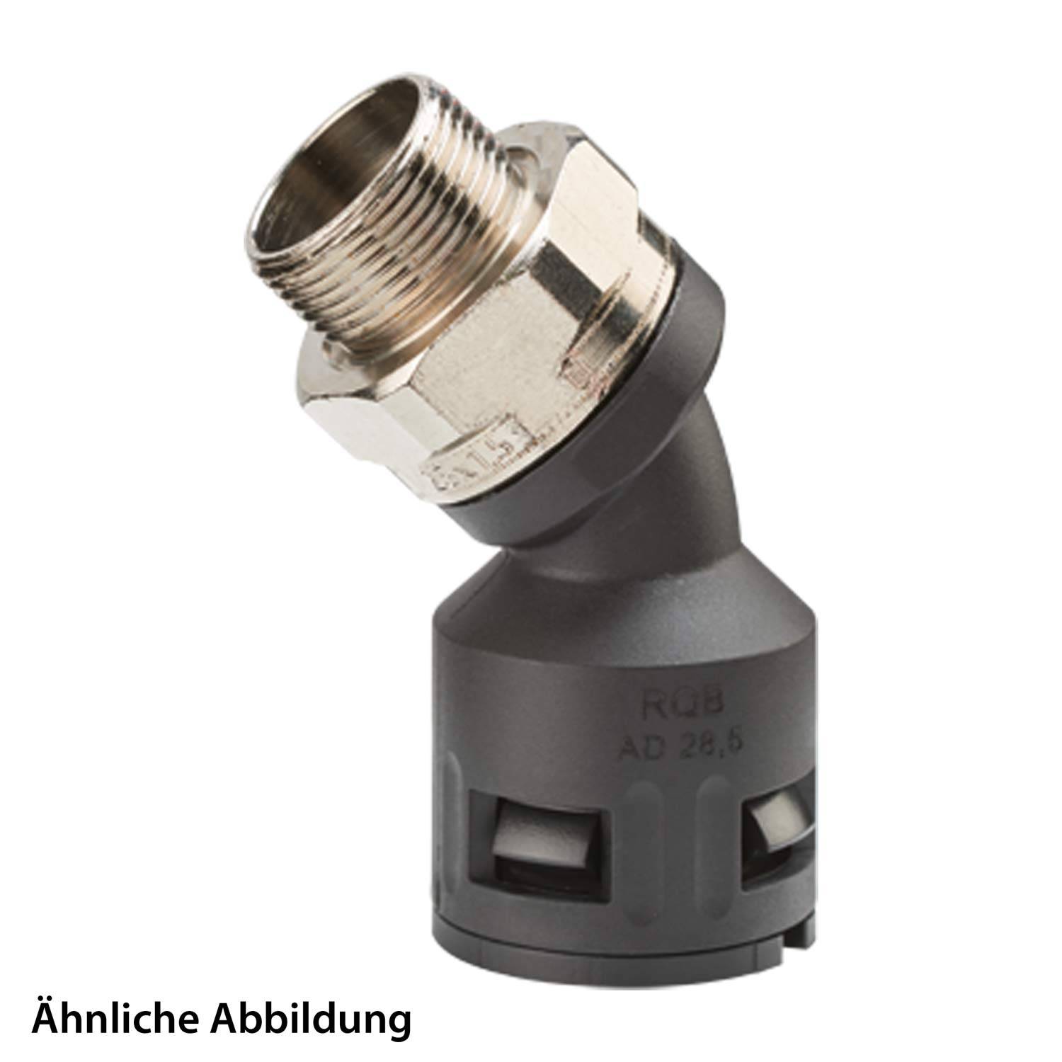 FLEXA RQBK45DR-M Schnellverschraubung 45 Grad Bogen Gewinde M25x1,5 für Schlauch-Außendurchmesser 28,5mm hochdichtend