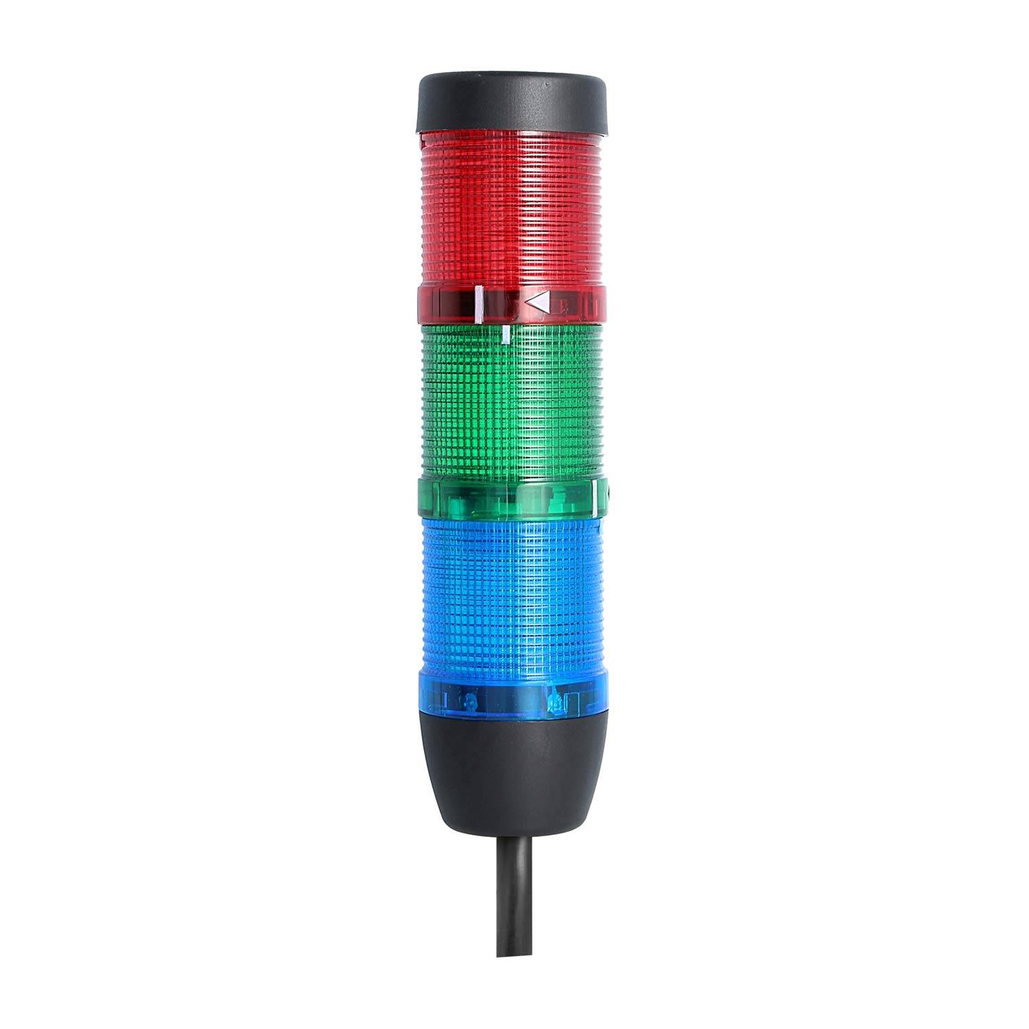 127804 STEX24 Signalsäule blau-grün-rot, 50mm, 24V AC/DC, LED-Dauerlicht Kabel 0,6 Meter, SS50-OB3/24 125