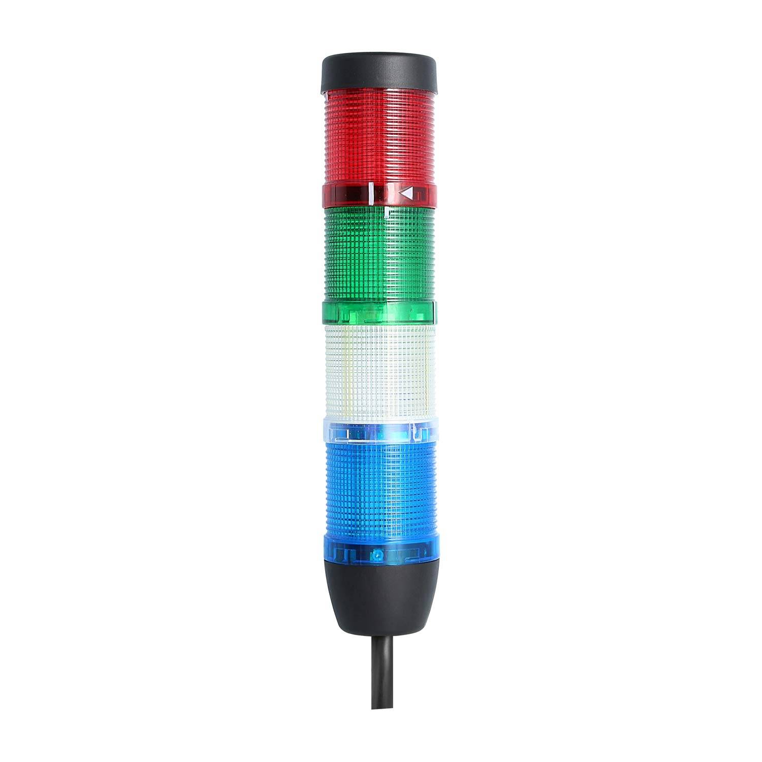 127820 STEX24 Signalsäule blau-weiß-grün-rot, 50mm, 24V AC/DC, LED-Dauerlicht Kabel 0,6 Meter, SS50-OB4/24 111