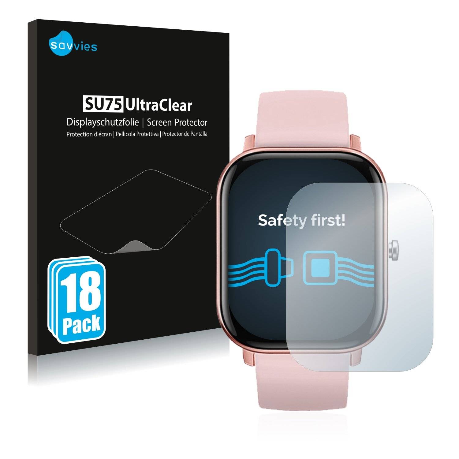 18x Savvies SU75 Displayschutzfolie für DCU Tecnologic Smartwatch Curved