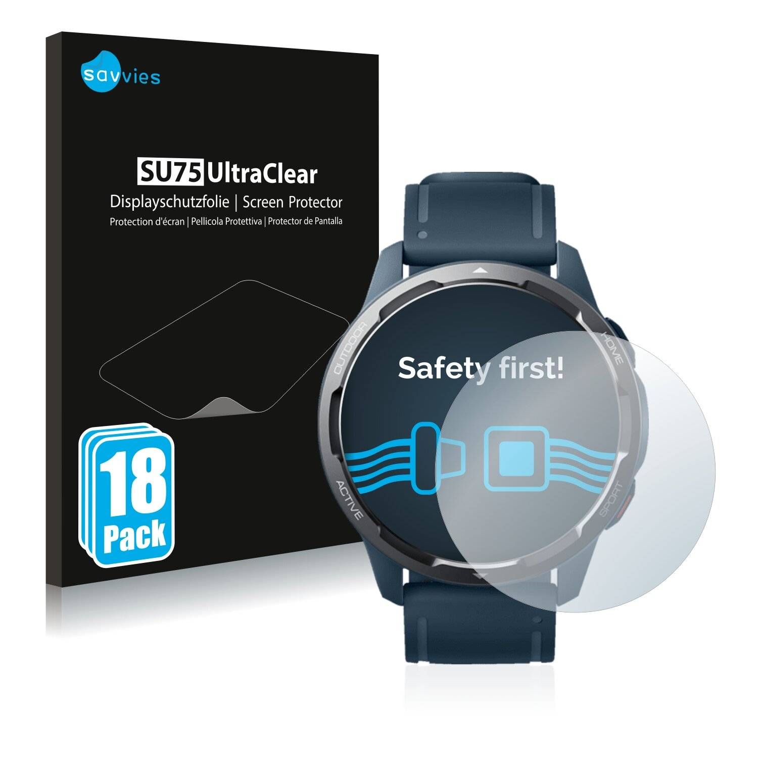 18x Savvies SU75 Displayschutzfolie für Xiaomi Watch S1