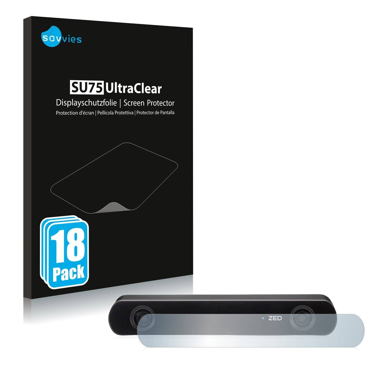 18x Savvies SU75 Displayschutzfolie für Stereolabs ZED