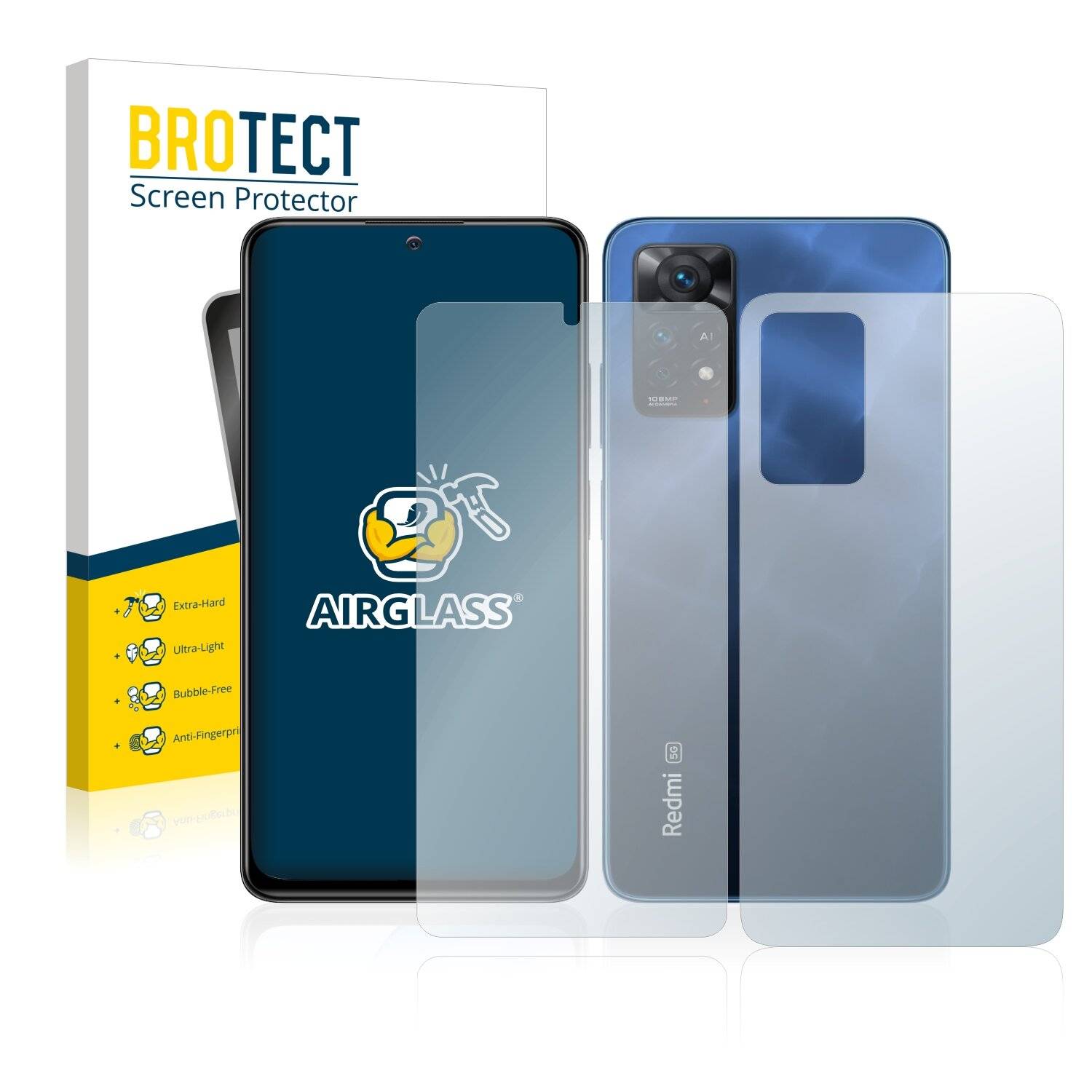 BROTECT AirGlass Schutzglas Folie für Xiaomi Redmi Note 11 Pro 5G (Vorder +