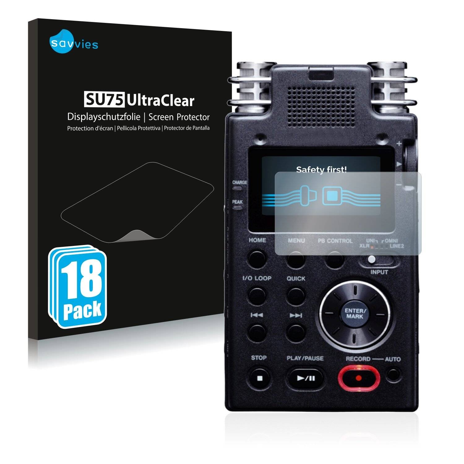 18x Savvies SU75 Displayschutzfolie für Tascam DR-100 MK