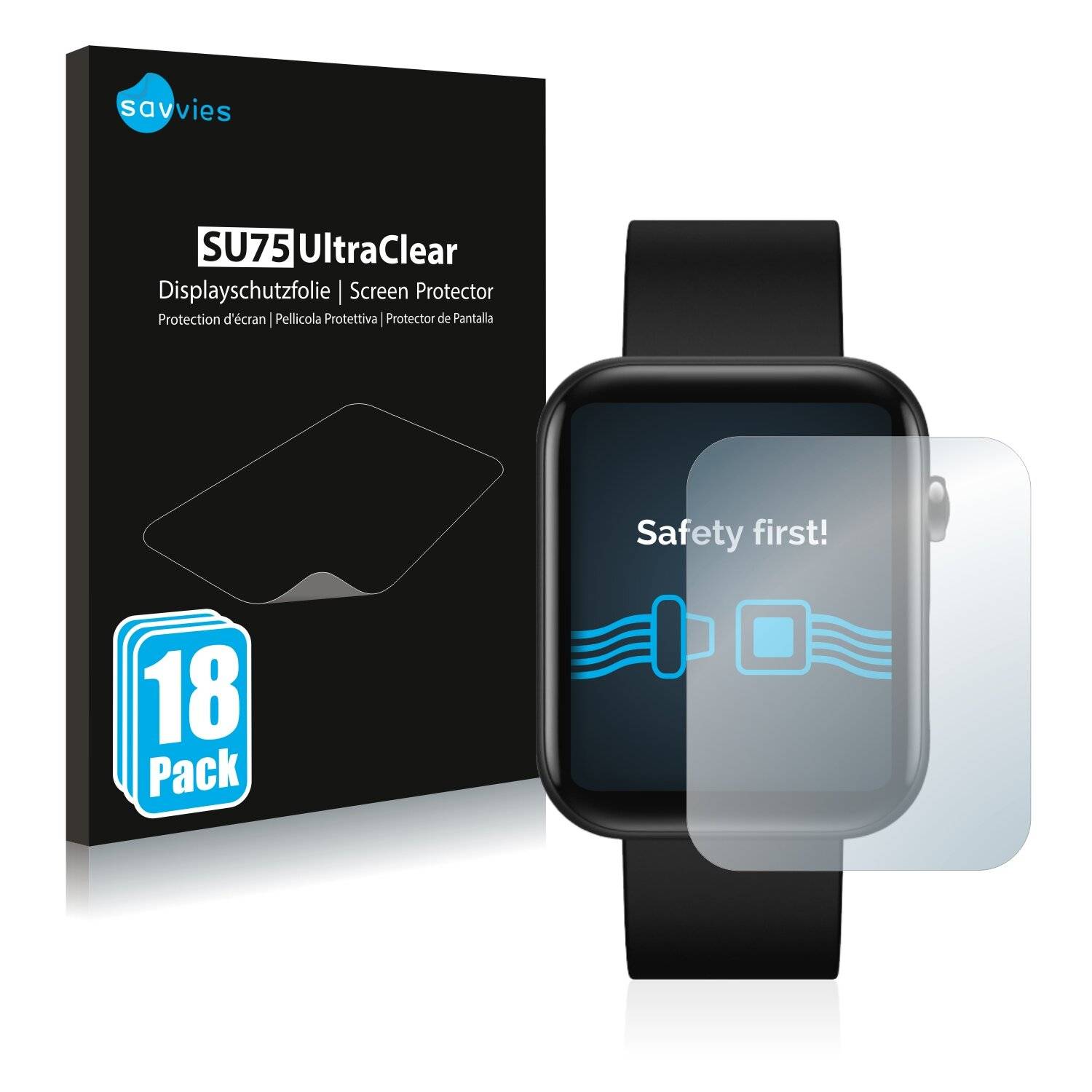 18x Savvies SU75 Displayschutzfolie für Mobvoi Ticwatch GTH