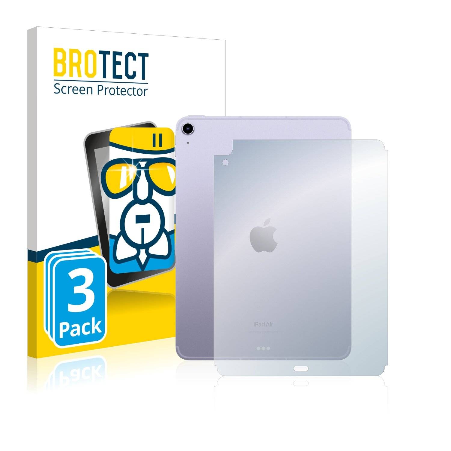 3x BROTECT AirGlass Schutzglas Folie für Apple iPad Air 5 WiFi Cellular 2022 (Rückseite, 5.