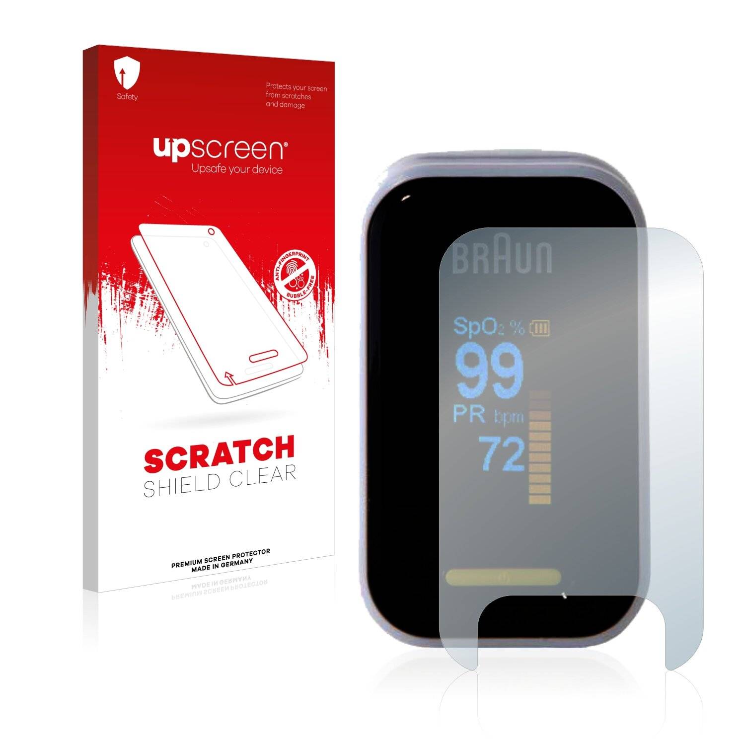 upscreen Scratch Shield Clear Premium Displayschutzfolie für Braun Pulsoximeter