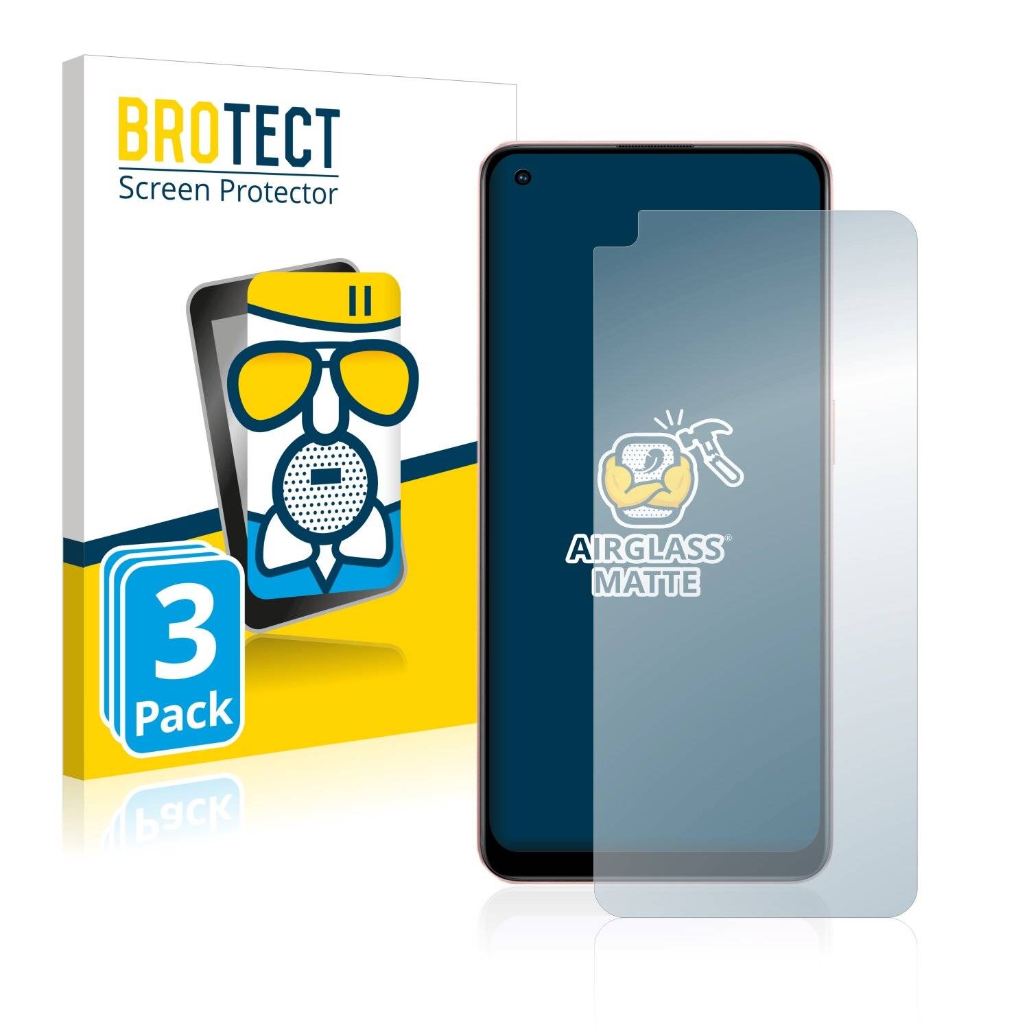 3x BROTECT AirGlass Matte Schutzglas Folie für Oppo