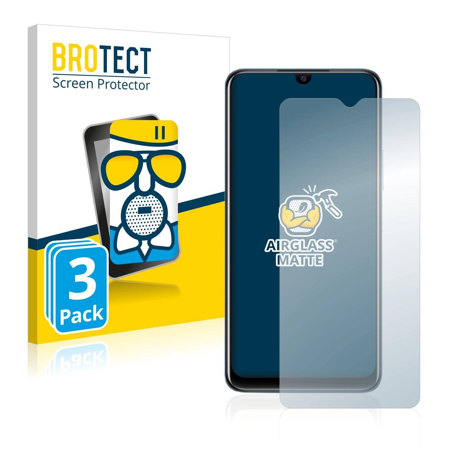 3x BROTECT AirGlass Matte Schutzglas Folie für Vivo