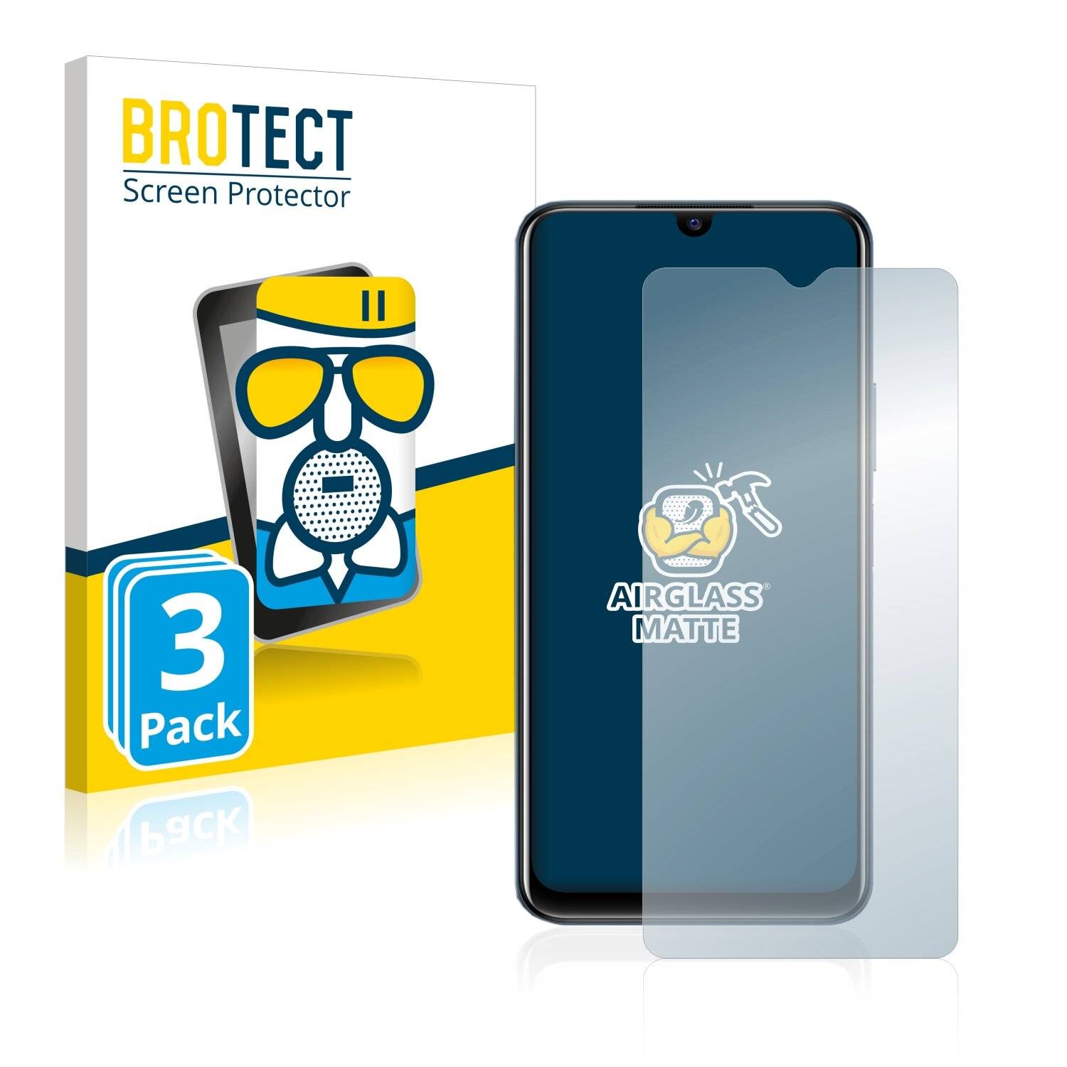 3x BROTECT AirGlass Matte Schutzglas Folie für Vivo