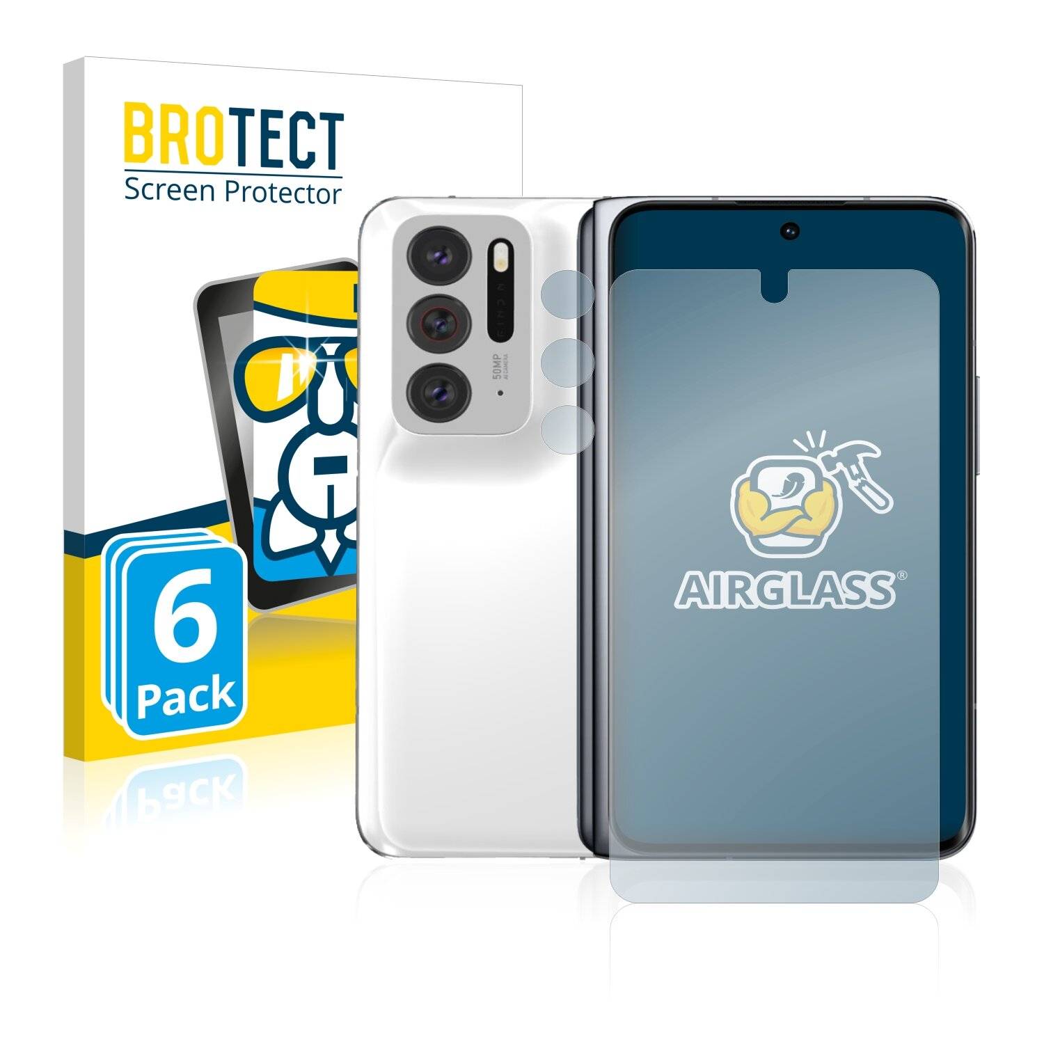 6x BROTECT AirGlass Schutzglas Folie für Oppo Find N (Vorderseite +