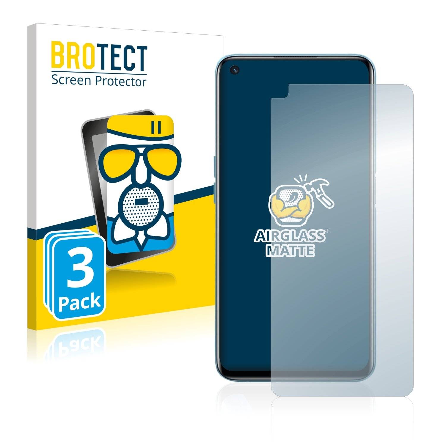 3x BROTECT AirGlass Matte Schutzglas Folie für Realme