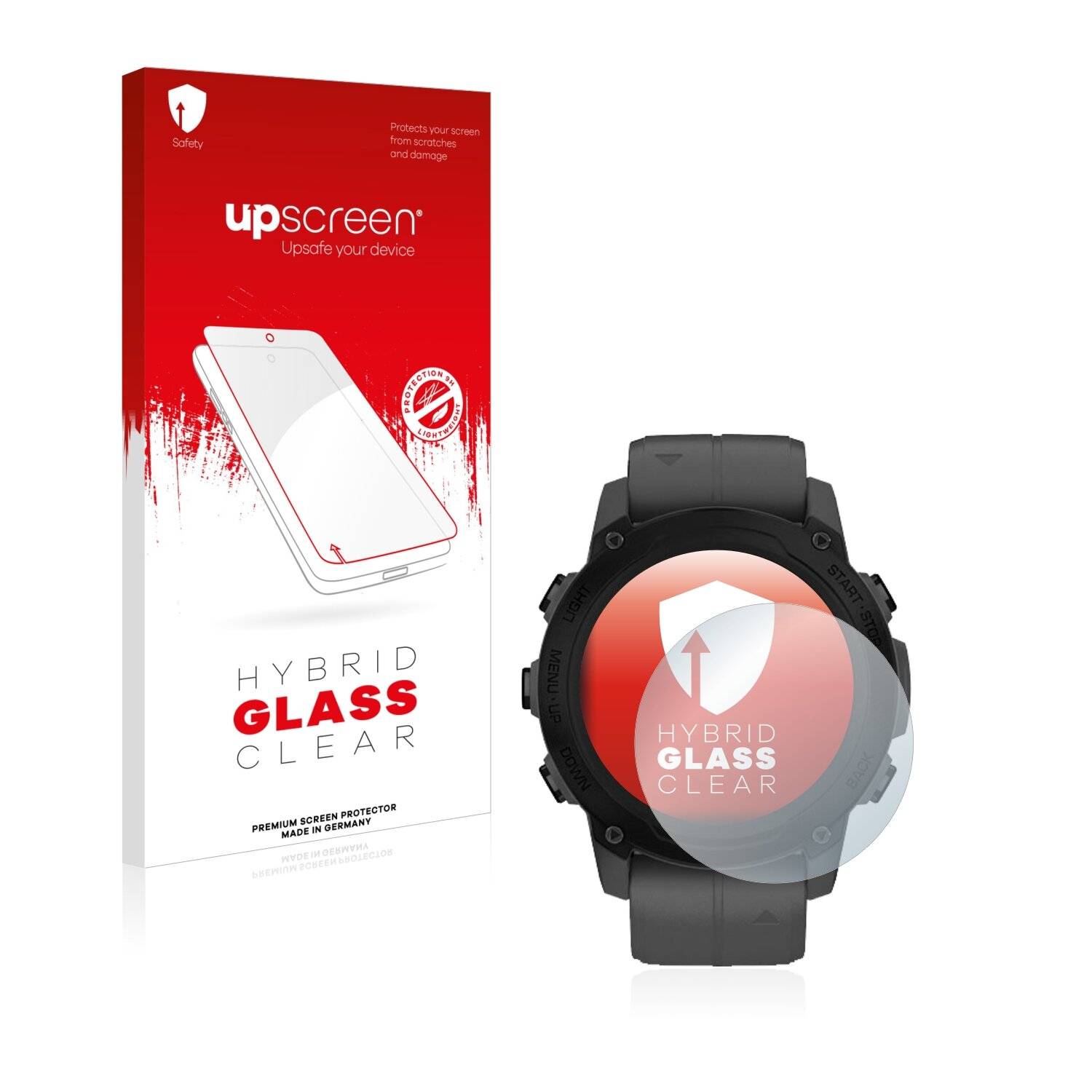 upscreen Hybrid Glass Clear Premium Schutzglas Folie für Garmin Descent
