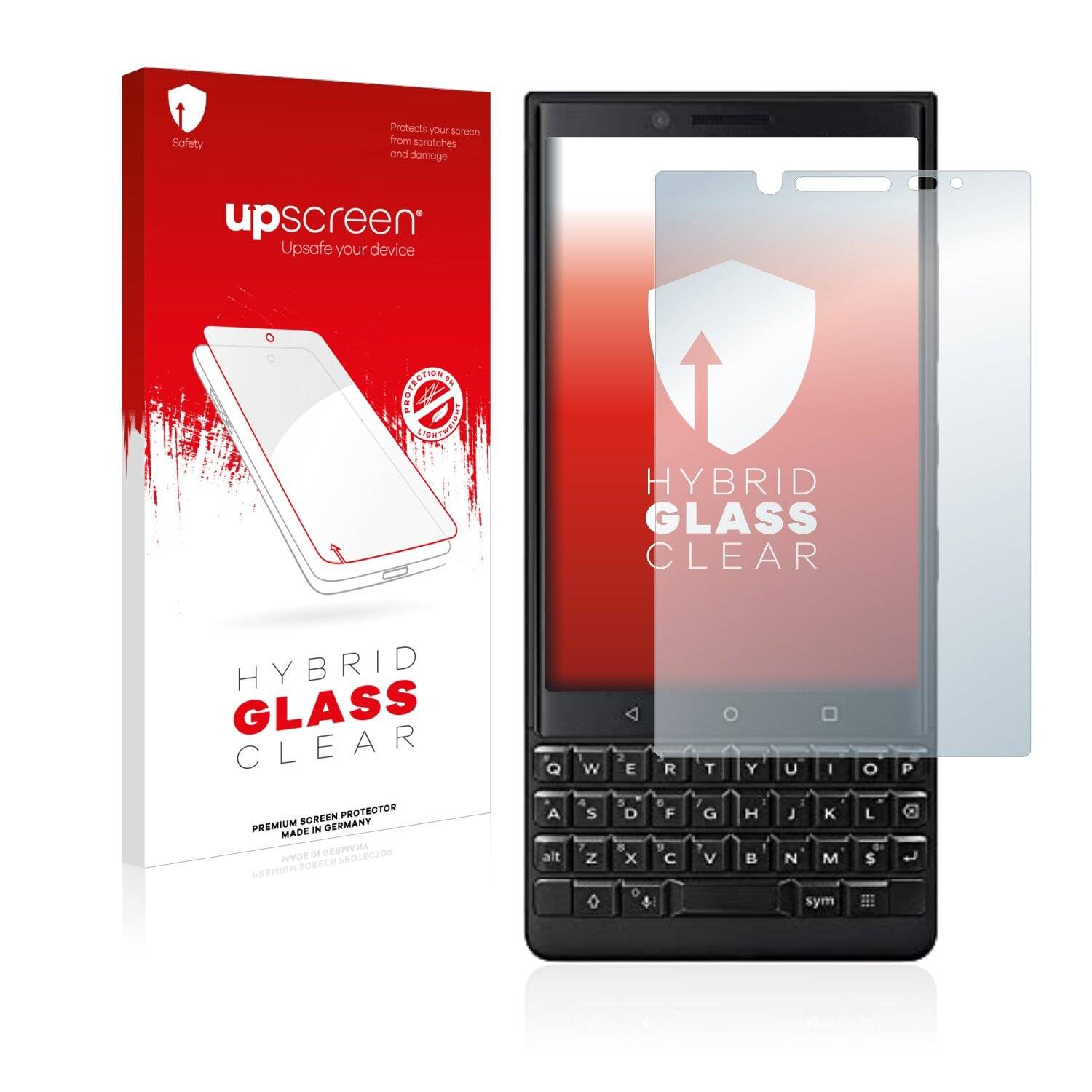 upscreen Hybrid Glass Clear Premium Schutzglas Folie für BlackBerry Key2 (Dual