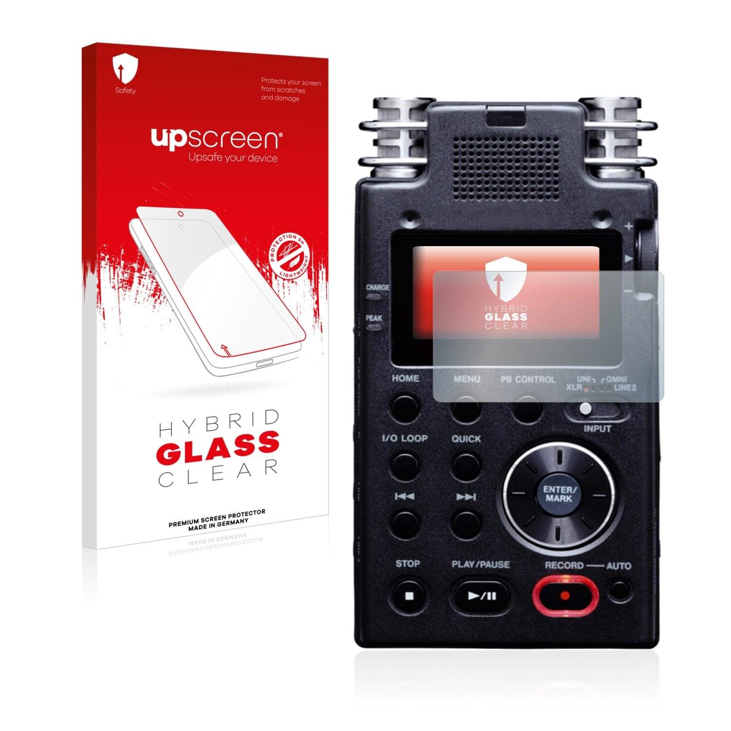 upscreen Hybrid Glass Clear Premium Schutzglas Folie für Tascam DR-100 MK
