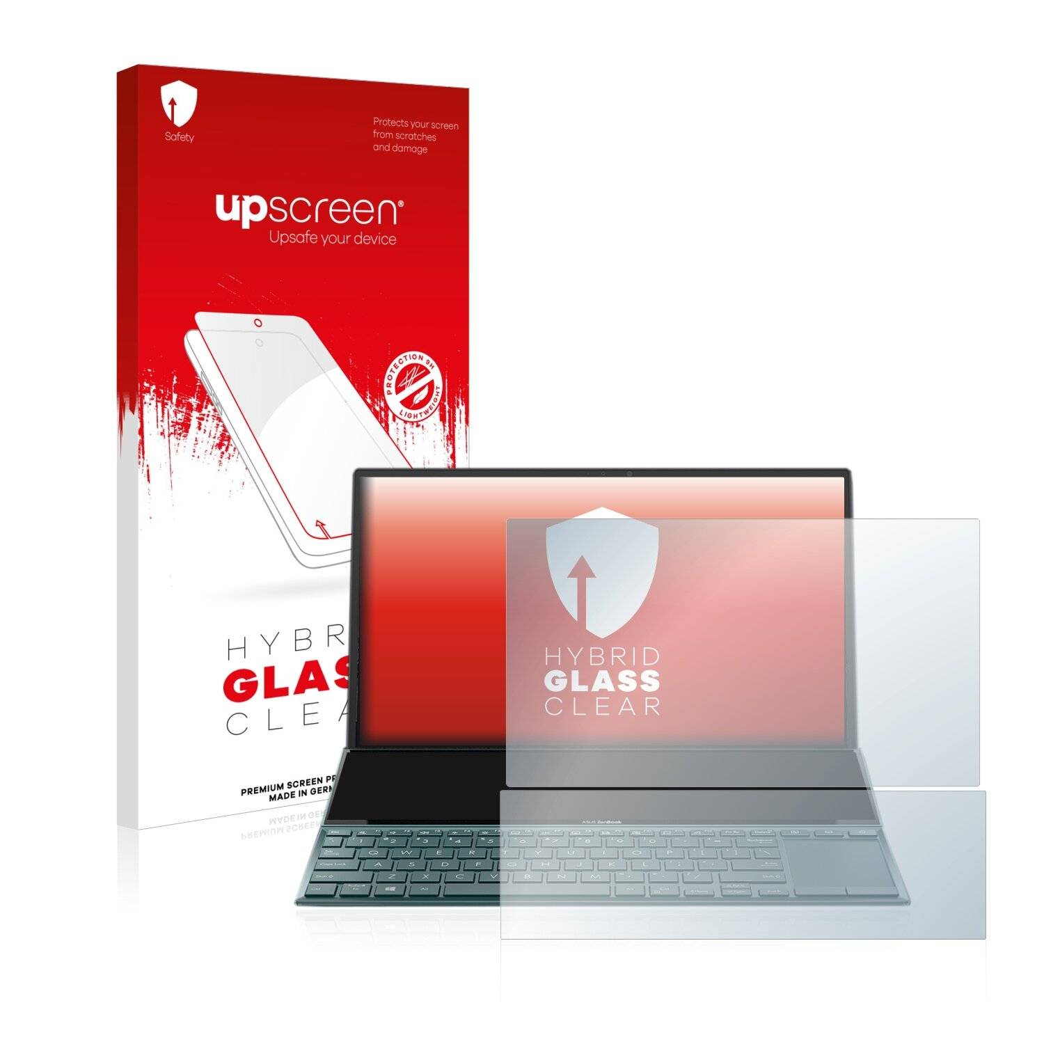 upscreen Hybrid Glass Clear Premium Schutzglas Folie für Asus ZenBook Duo 14