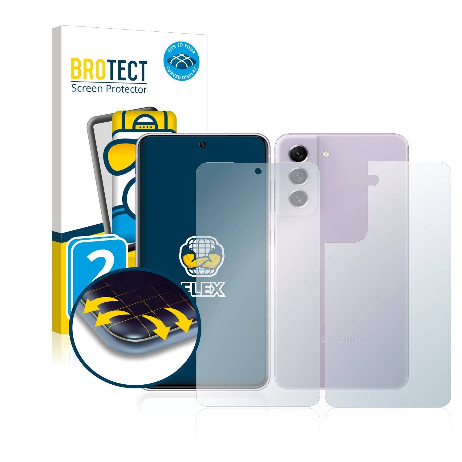 2x BROTECT Flex Full-Cover Displayschutzfolie für Samsung Galaxy S21 FE 5G (Vorder +