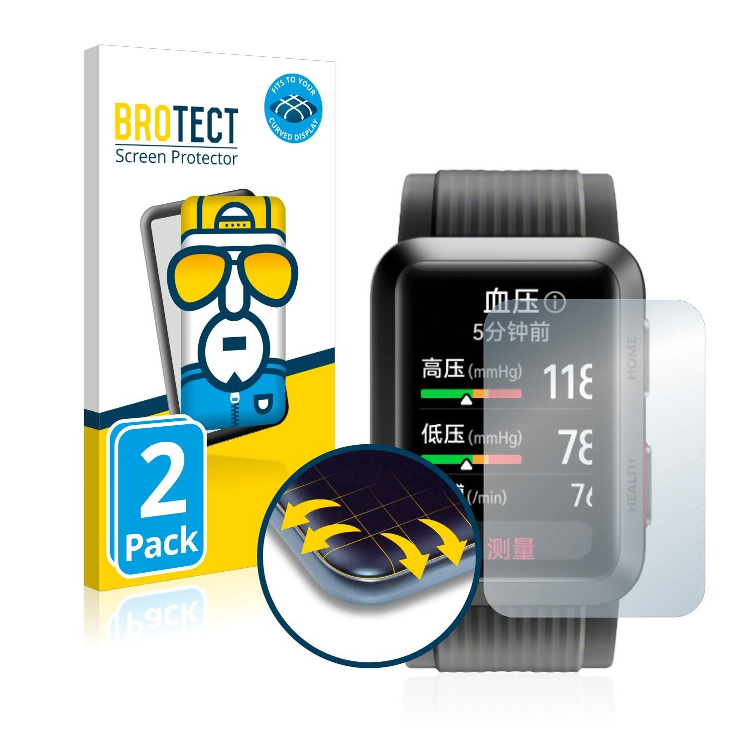 2x BROTECT Flex Full-Cover Displayschutzfolie für Huawei Watch