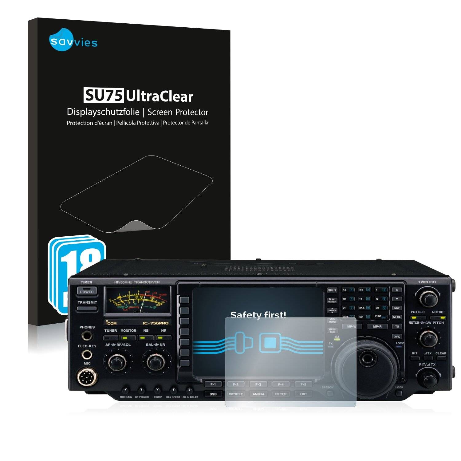 18x Savvies SU75 Displayschutzfolie für Icom IC-756 Pro