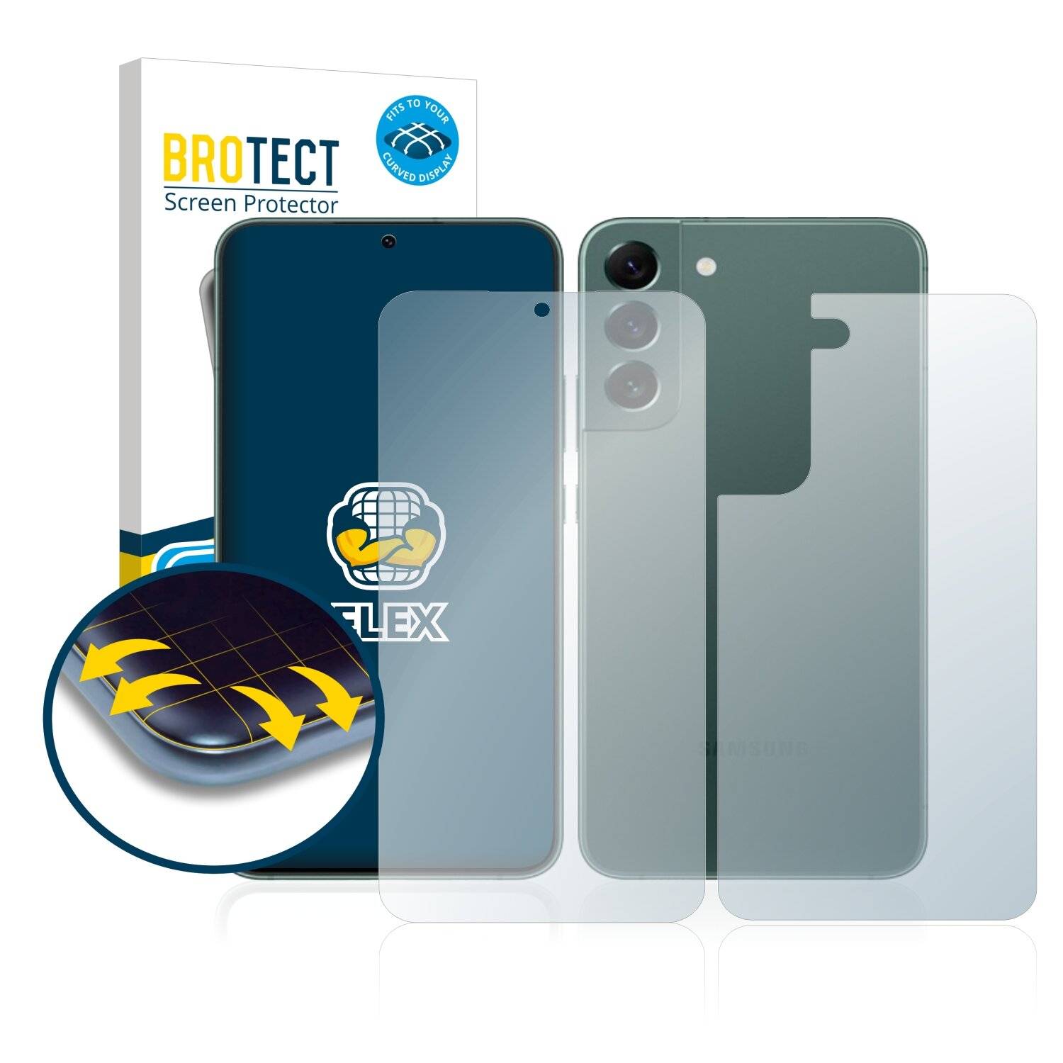 2x BROTECT Flex Full-Cover Displayschutzfolie für Samsung Galaxy S22 Plus 5G (Vorder +