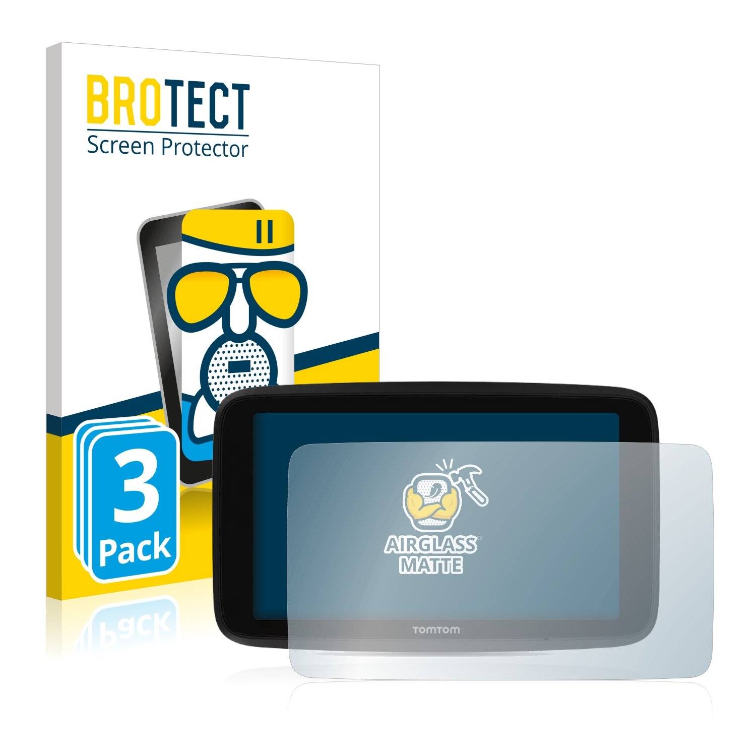 3x BROTECT AirGlass Matte Schutzglas Folie für TomTom Go Discover