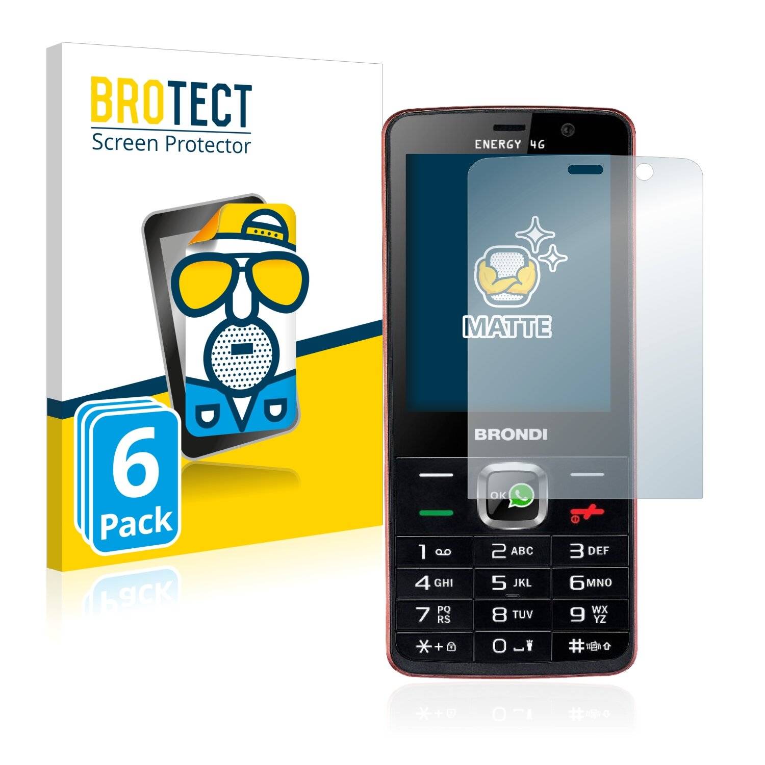 6x BROTECT Matte Displayschutzfolie für Brondi Energy 4G - Entspiegelt,