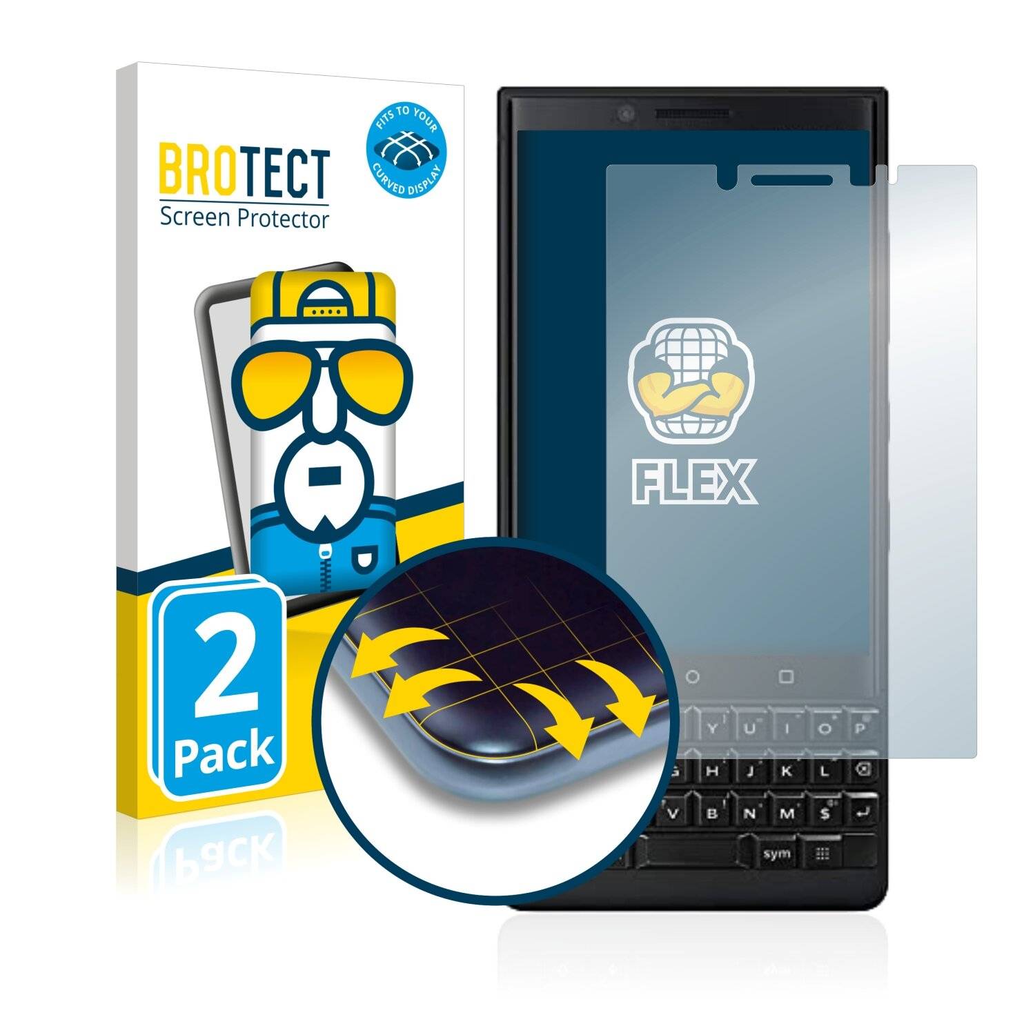 2x BROTECT Flex Full-Cover Displayschutzfolie für BlackBerry Key2 (Dual