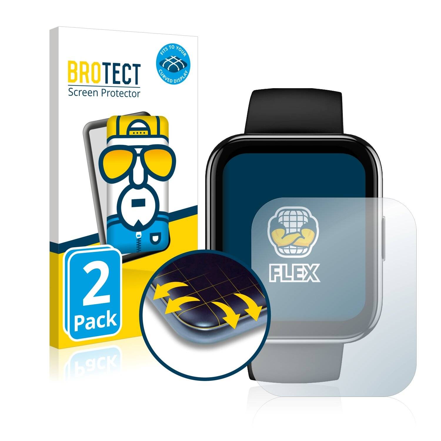 2x BROTECT Flex Full-Cover Displayschutzfolie für Realme Dizo Watch