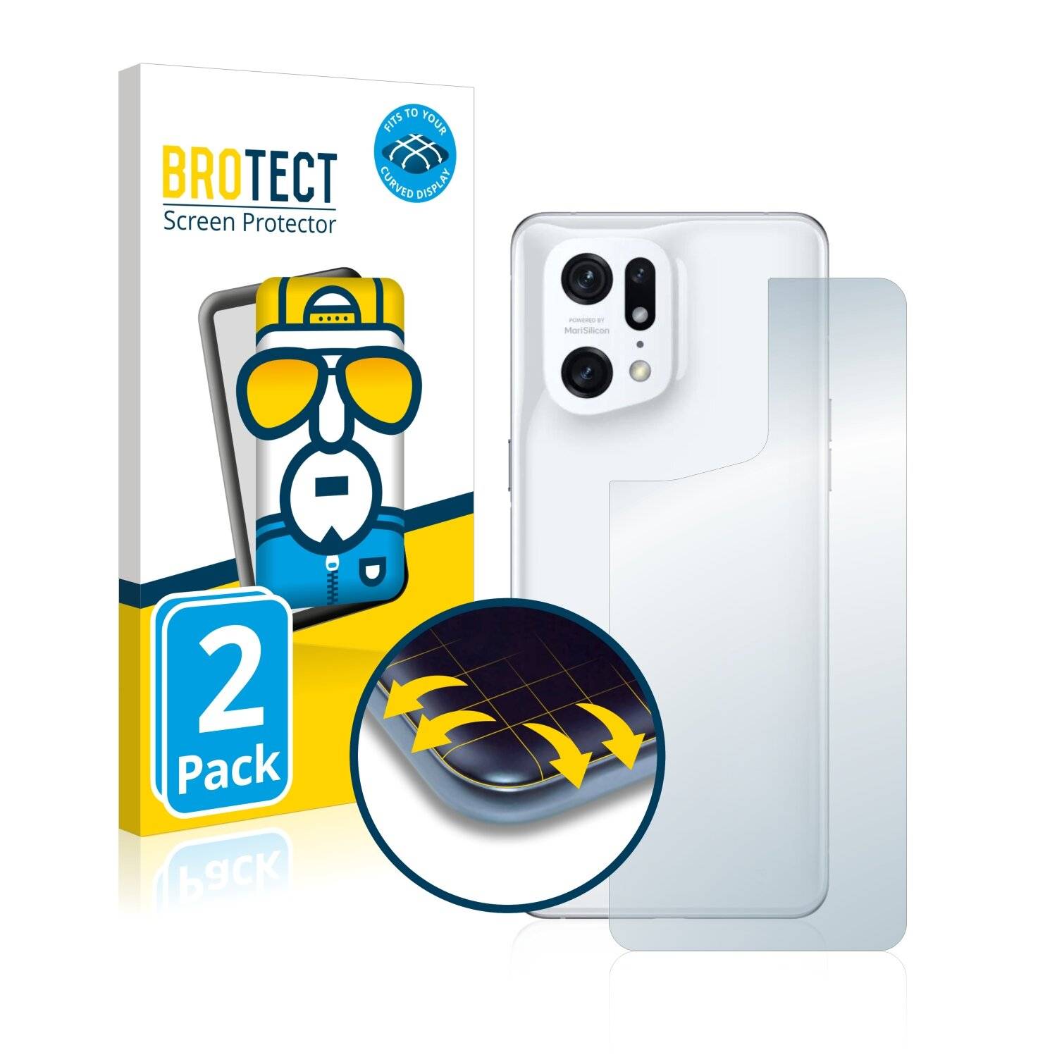 2x BROTECT Flex Full-Cover Displayschutzfolie für Oppo Find X5 Pro