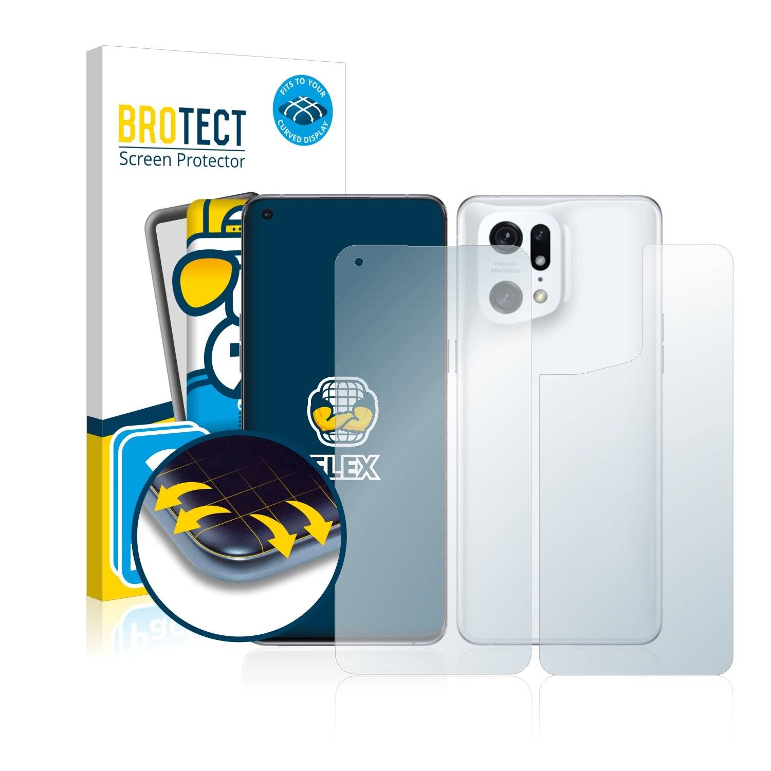 2x BROTECT Flex Full-Cover Displayschutzfolie für Oppo Find X5 Pro (Vorder +