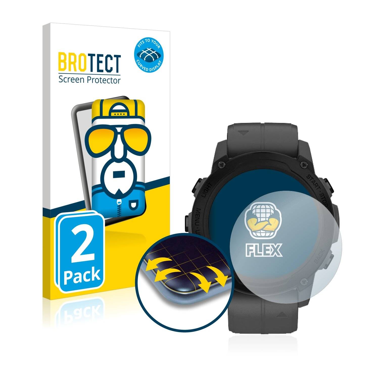 2x BROTECT Flex Full-Cover Displayschutzfolie für Garmin Descent