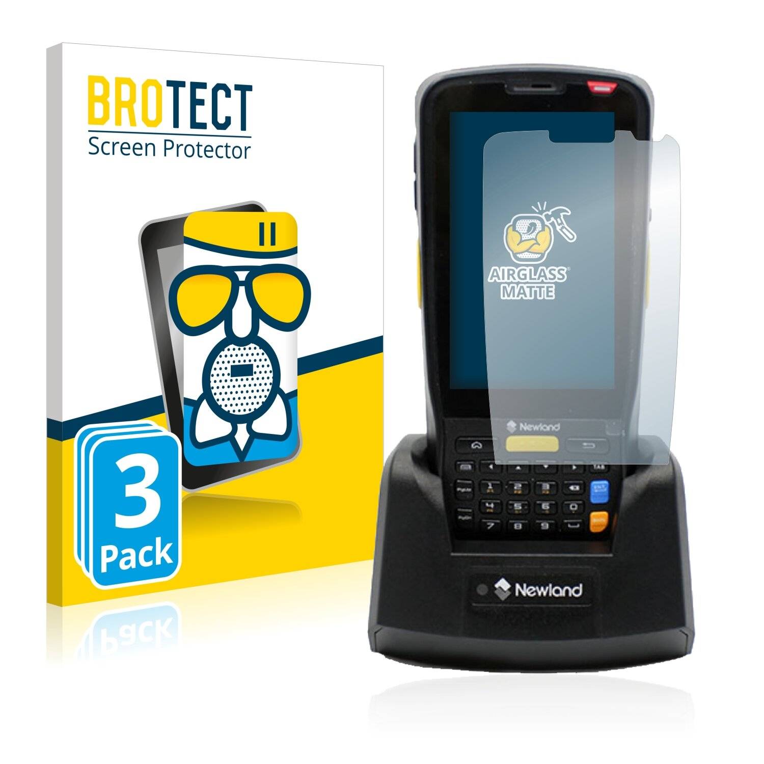 3x BROTECT AirGlass Matte Schutzglas Folie für Newland MT6552 Beluga