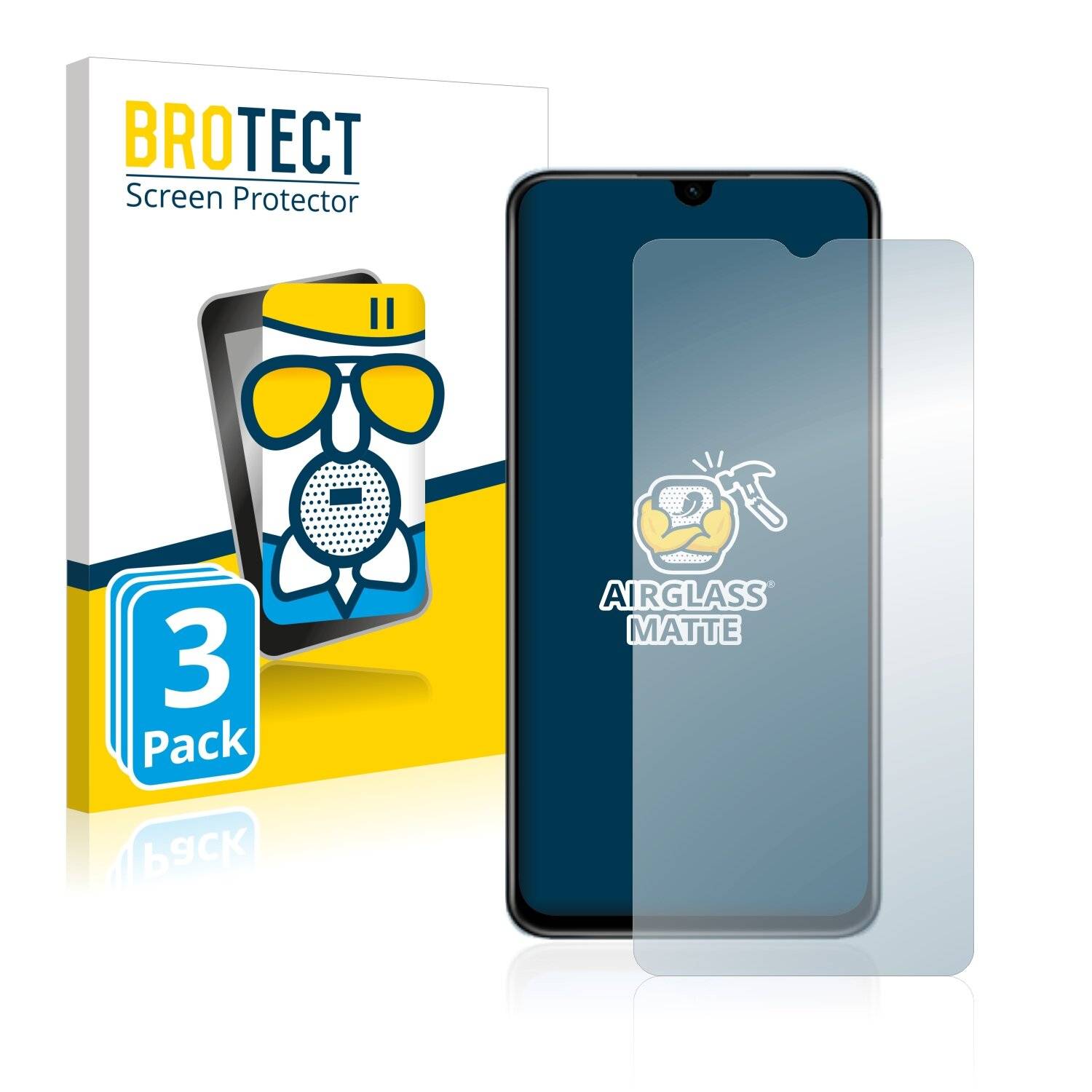 3x BROTECT AirGlass Matte Schutzglas Folie für Vivo