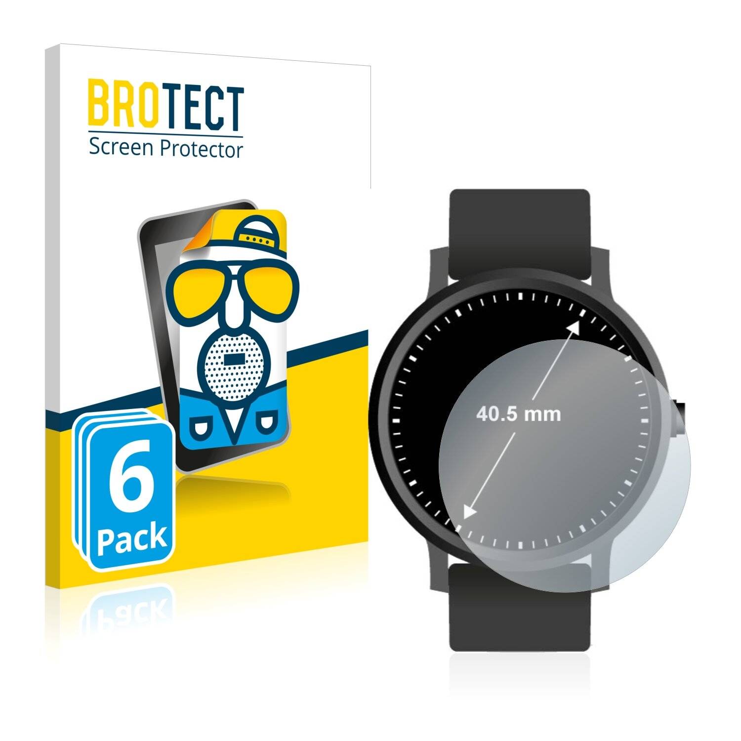 6x BROTECT Matte Displayschutzfolie für Armbanduhren (Kreisrund, Durchmesser: 40.5 mm) -
