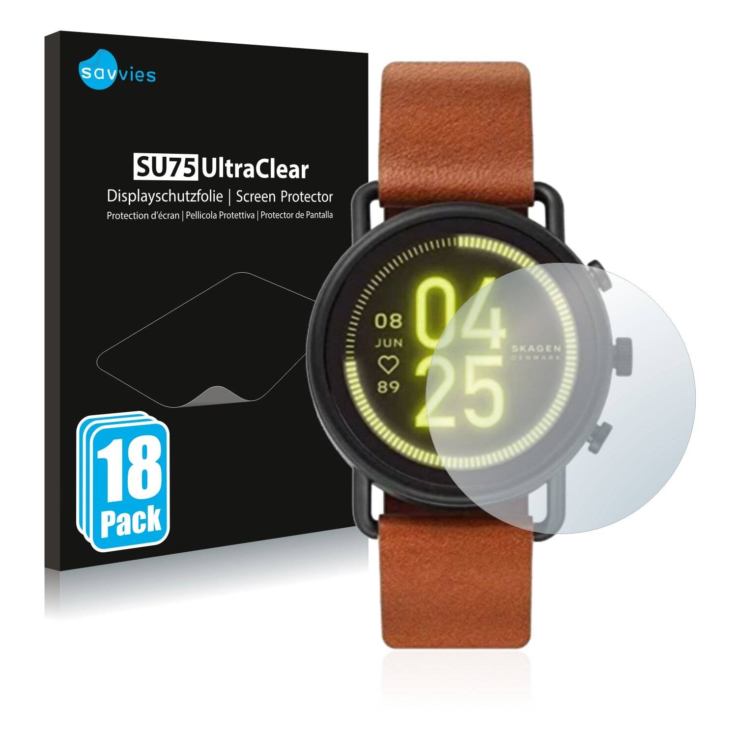 18x Savvies SU75 Displayschutzfolie für Skagen Connected Falster 3 (42