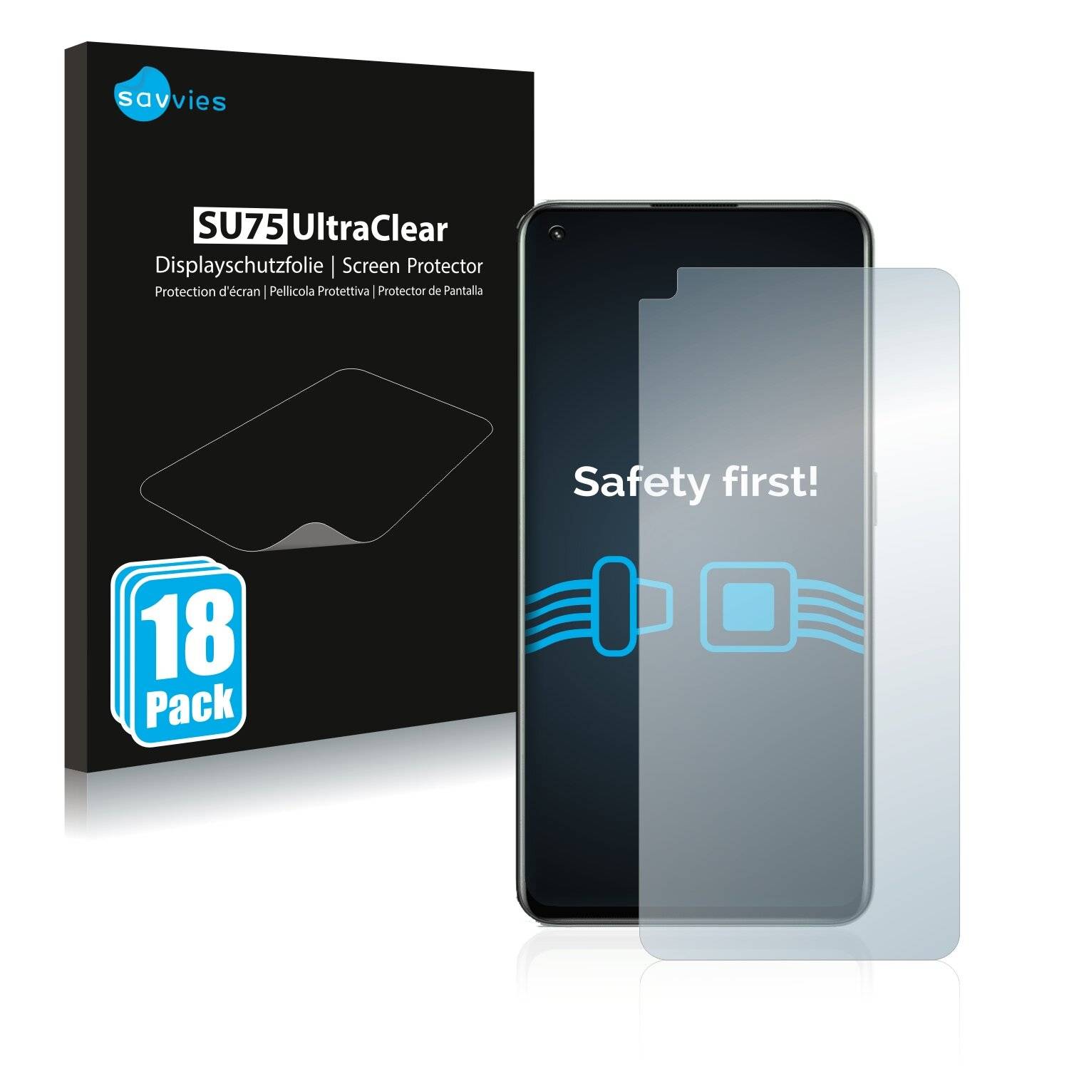 18x Savvies SU75 Displayschutzfolie für Realme GT 2