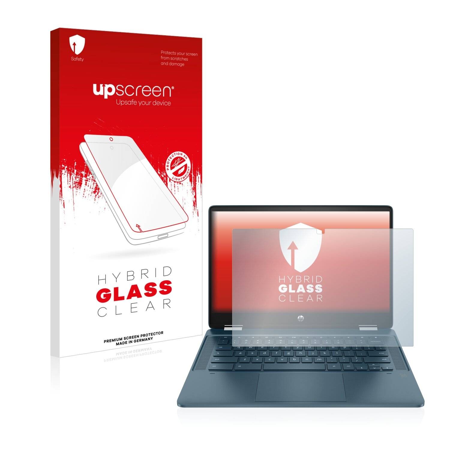 upscreen Hybrid Glass Clear Premium Schutzglas Folie für HP Chromebook x360