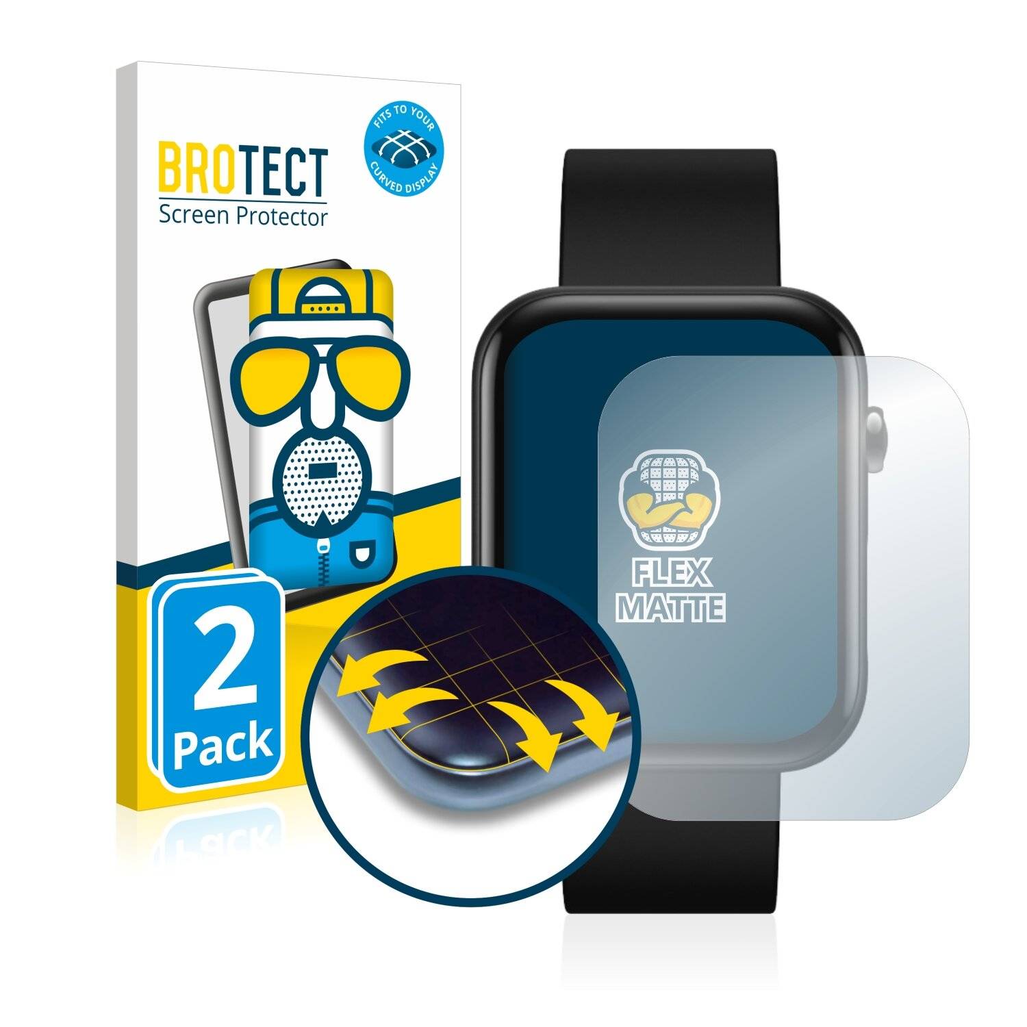 2x BROTECT Flex Matte Full-Cover Displayschutzfolie für Mobvoi Ticwatch GTH