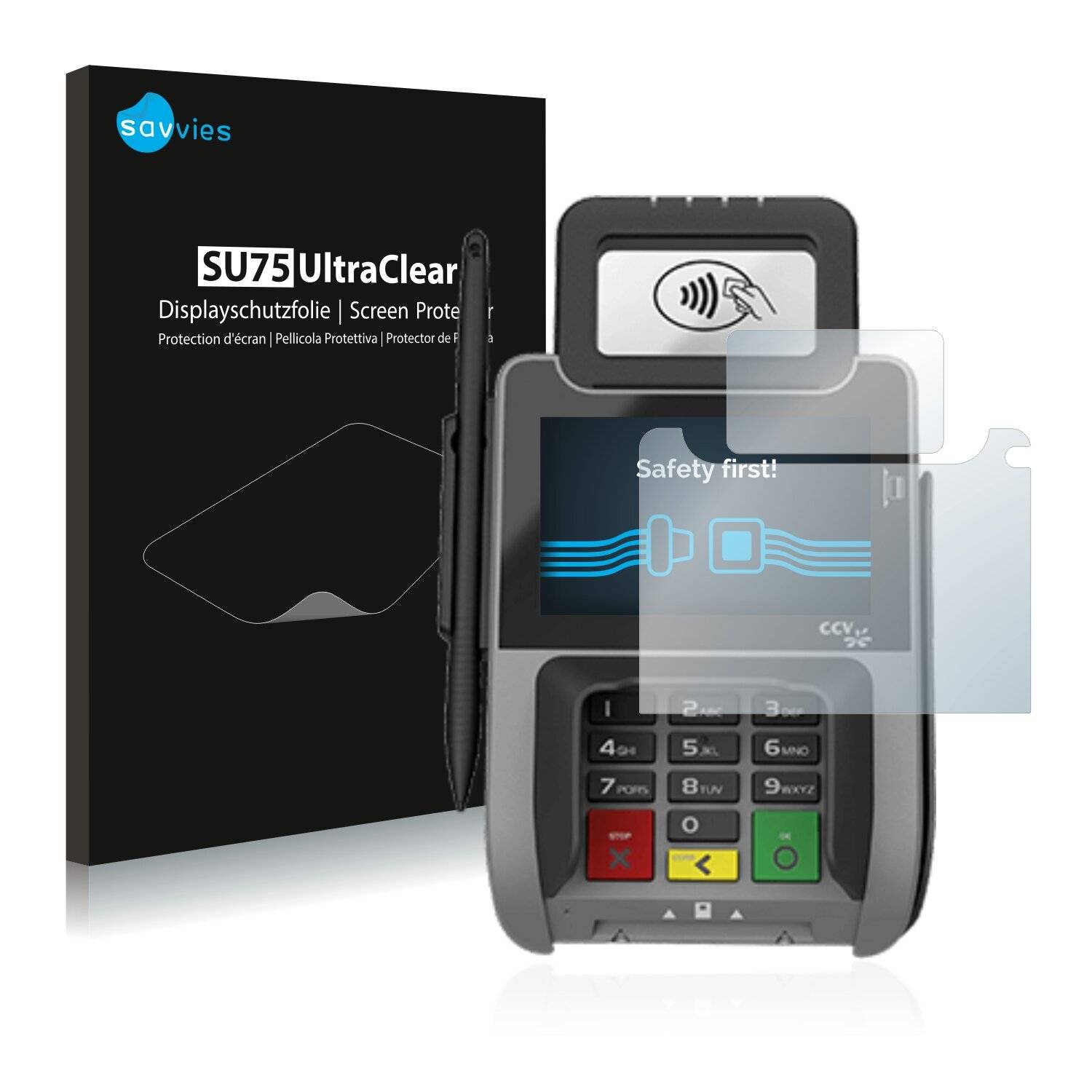 18x Savvies SU75 Displayschutzfolie für Concardis Pad