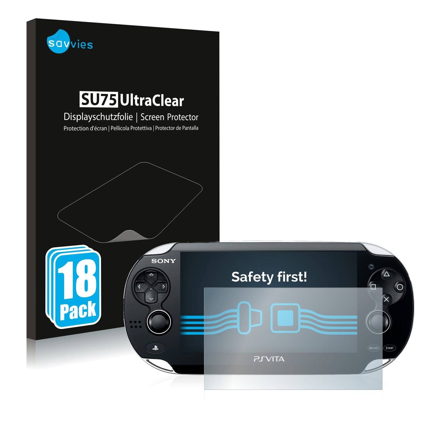 18x Savvies SU75 Displayschutzfolie für Sony Playstation PS
