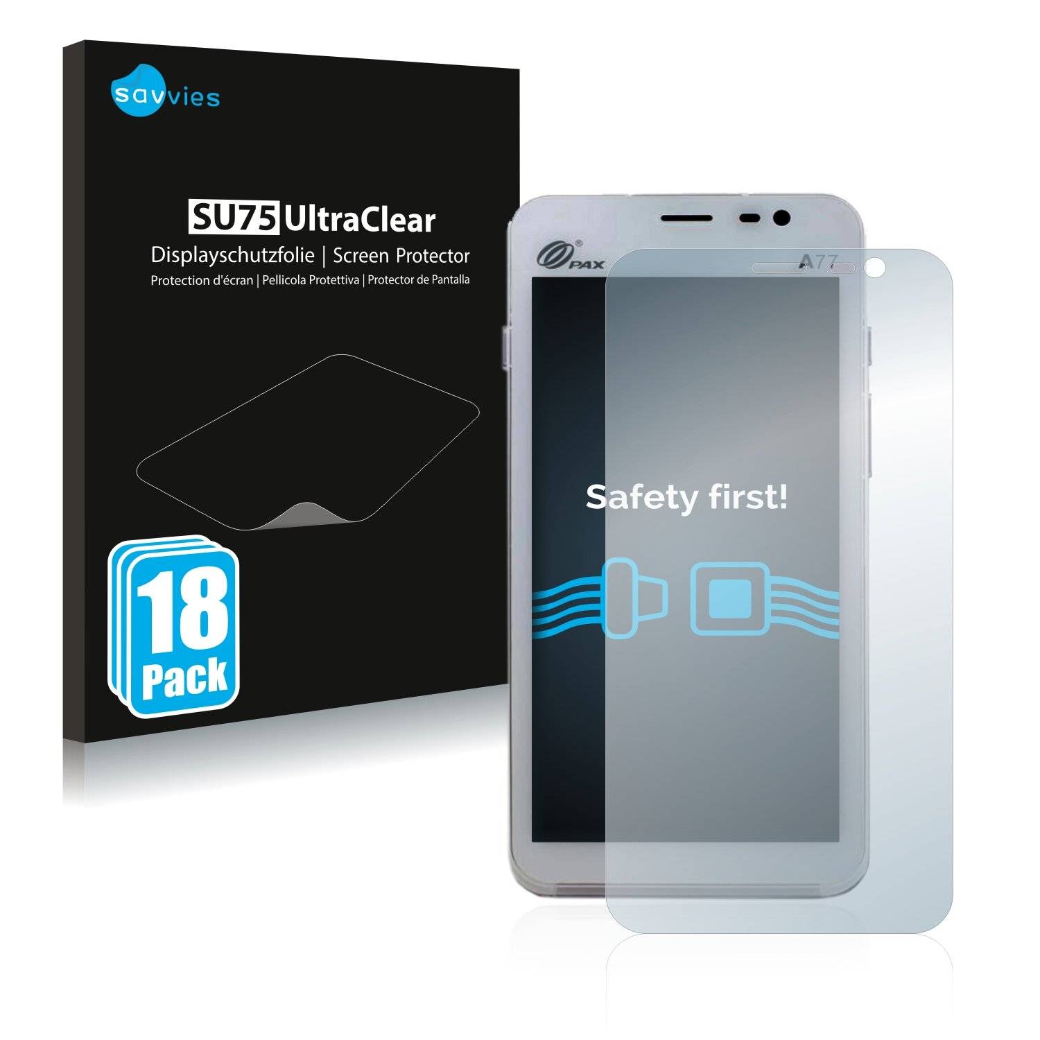 18x Savvies SU75 Displayschutzfolie für Concardis Mobile