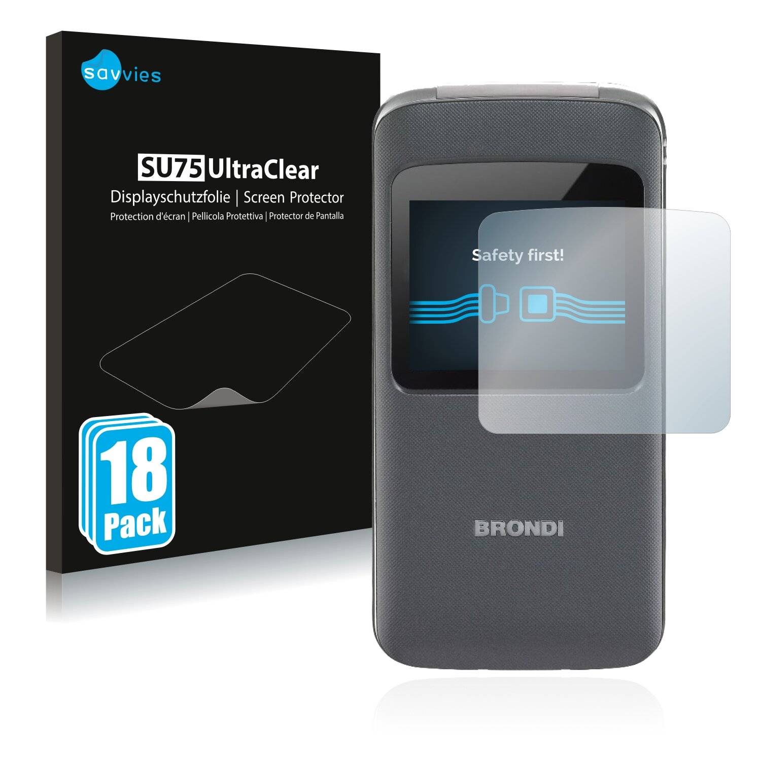 18x Savvies SU75 Displayschutzfolie für Brondi Window (Äußeres