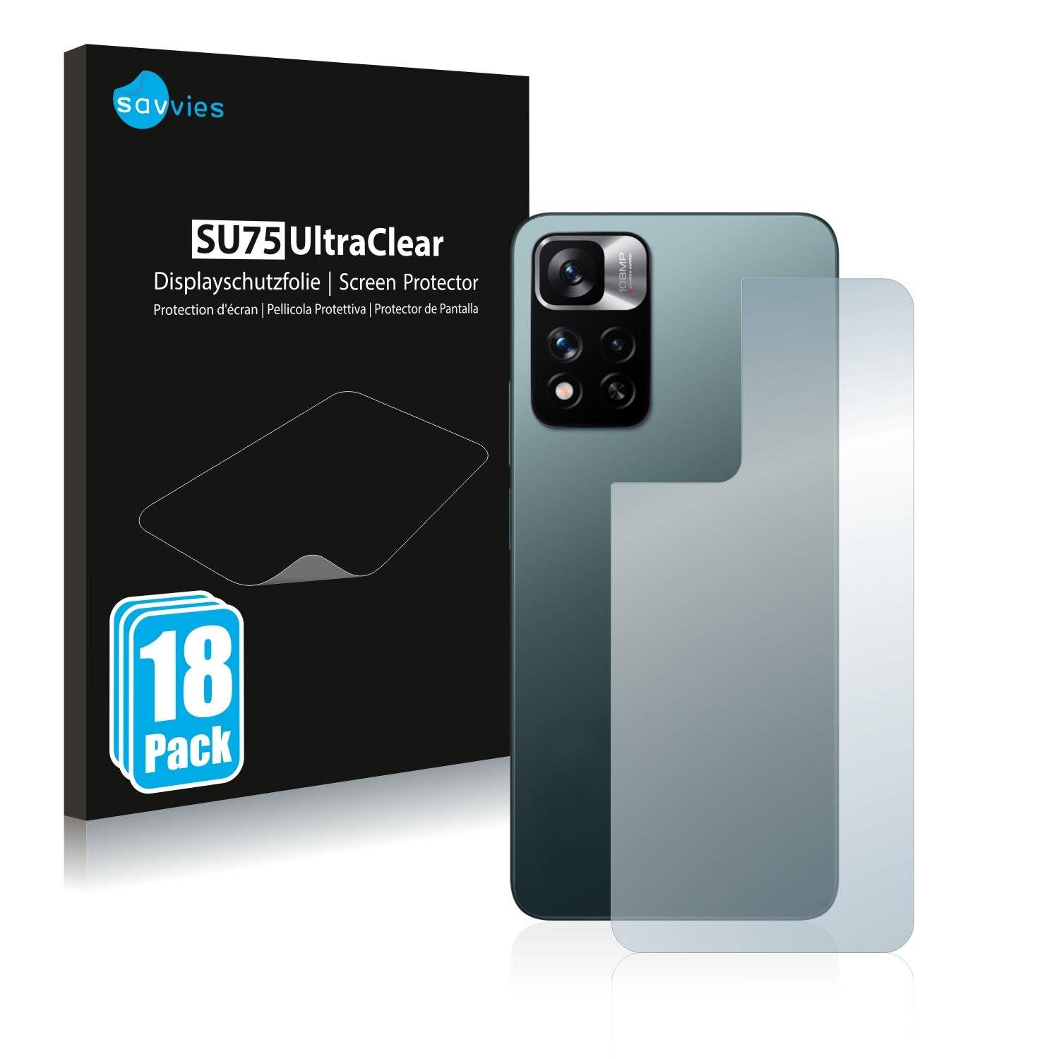 18x Savvies SU75 Displayschutzfolie für Xiaomi Redmi Note 11 Pro+ 5G