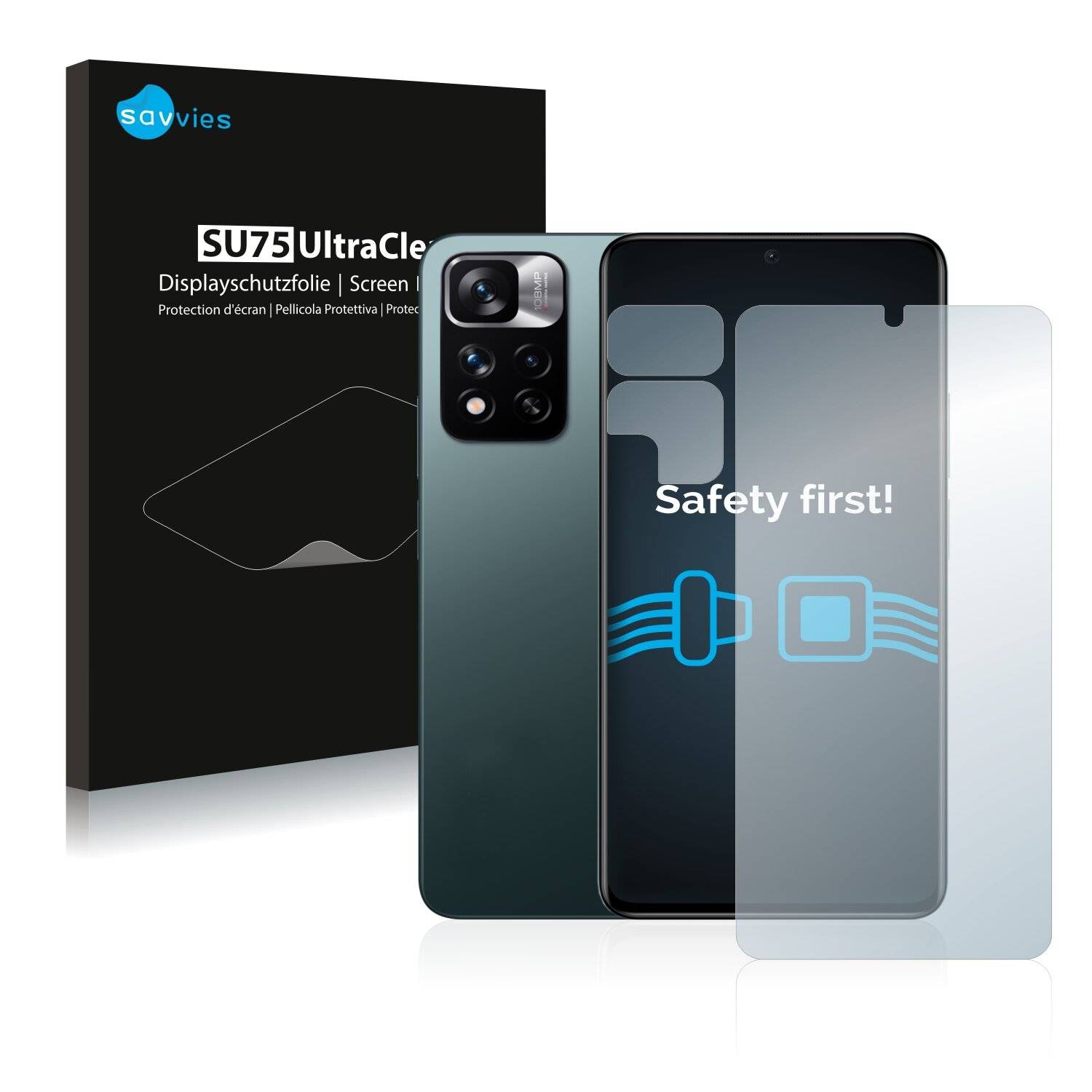 18x Savvies SU75 Displayschutzfolie für Xiaomi Redmi Note 11 Pro+ 5G (Vorderseite +