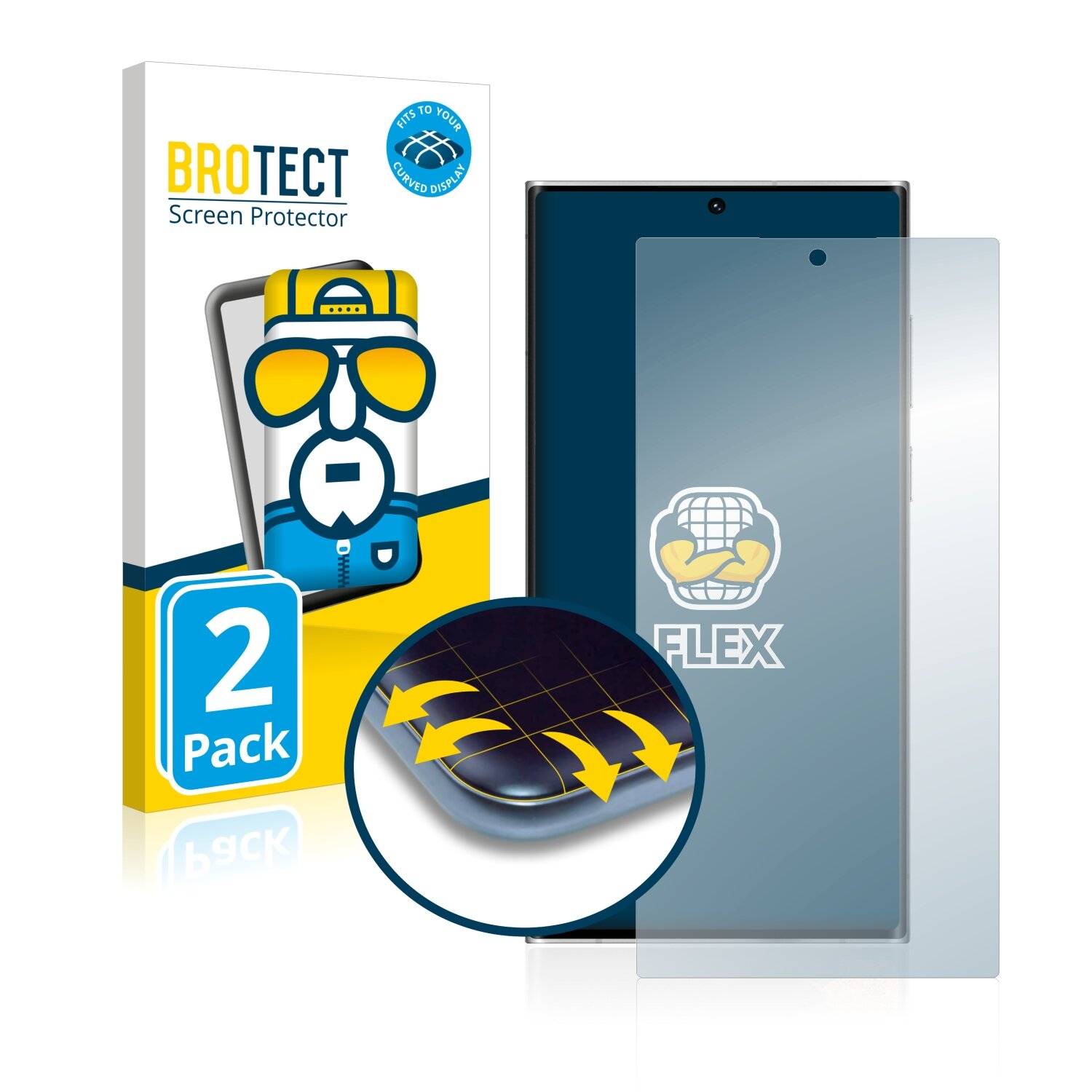 2x BROTECT Flex Full-Cover Displayschutzfolie für Samsung Galaxy S22 Ultra